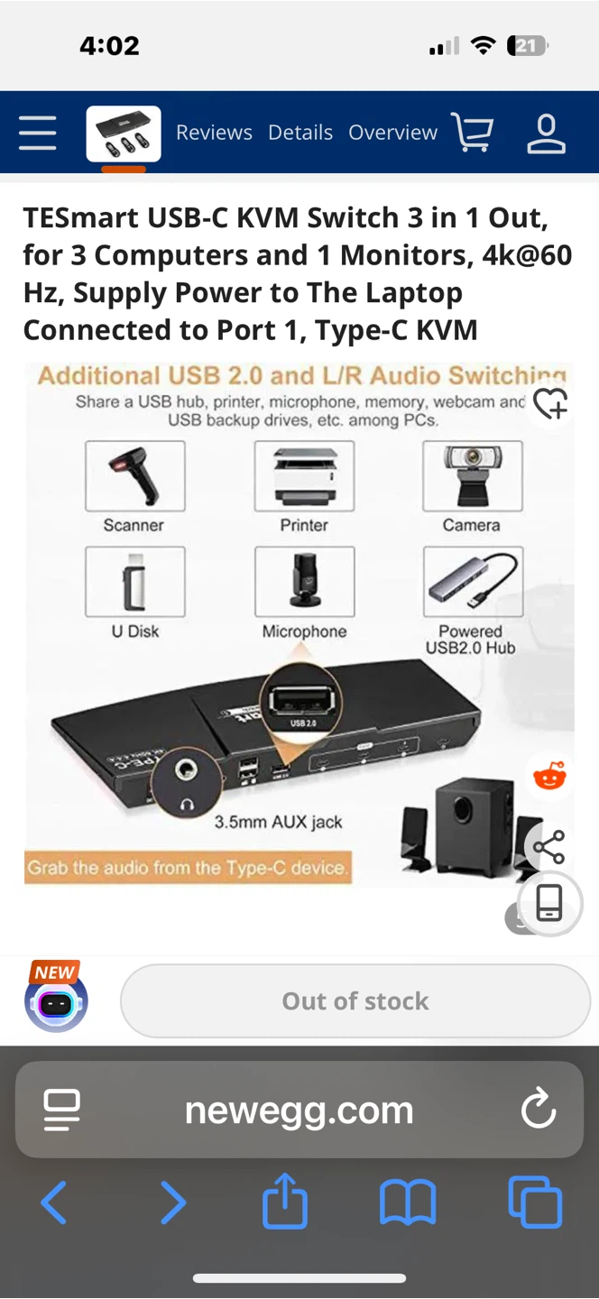 TESmart USB-C KVM Switch 3 in 1 Out - photo 5
