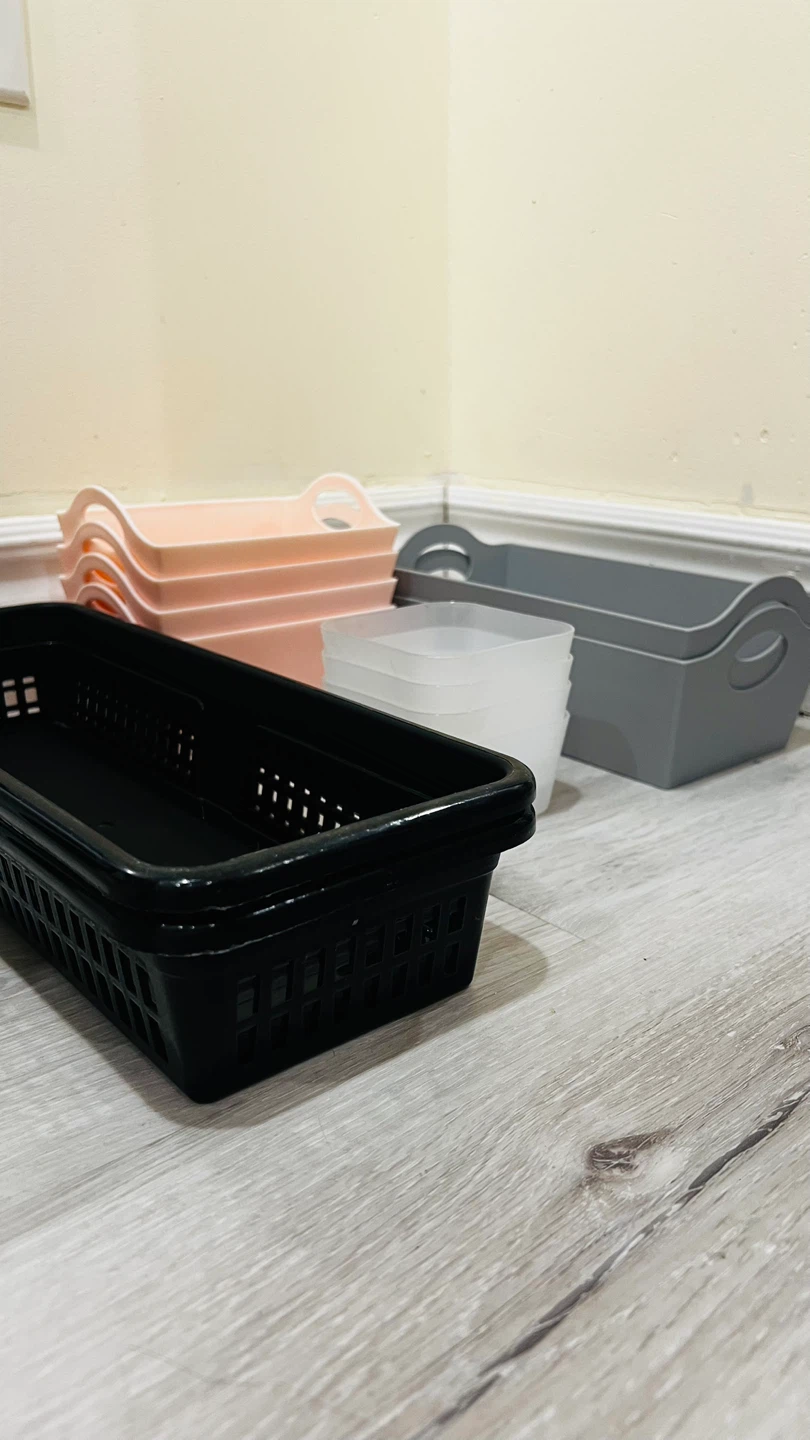 Assorted Storage Bins - Black, Pink, Grey