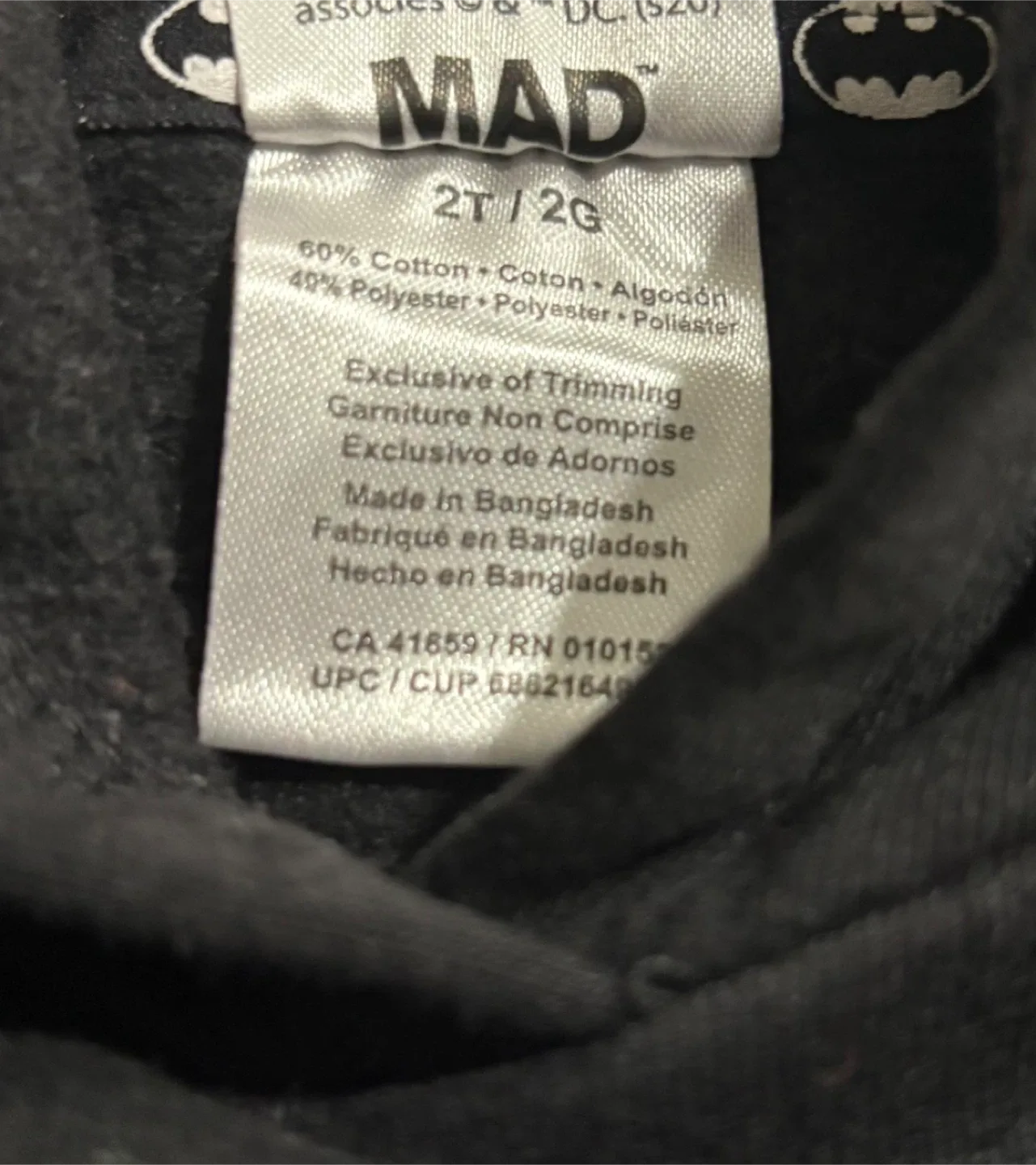 Batman in Training Hoodie - Size 2T.Excellent Used Condition image indicator(4)