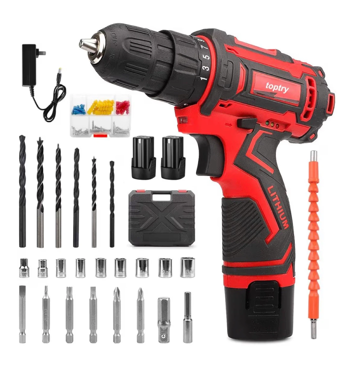 Compact Cordless Drill 18V, 3/8”, tourque settings, accessories