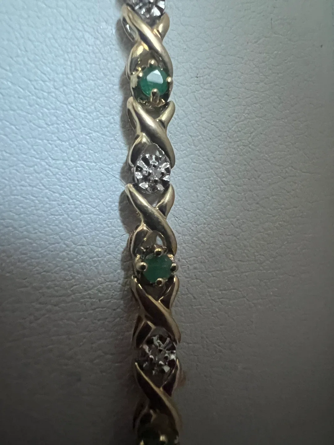 10 k Diamond & Emerald 10K Gold Bracelet - New