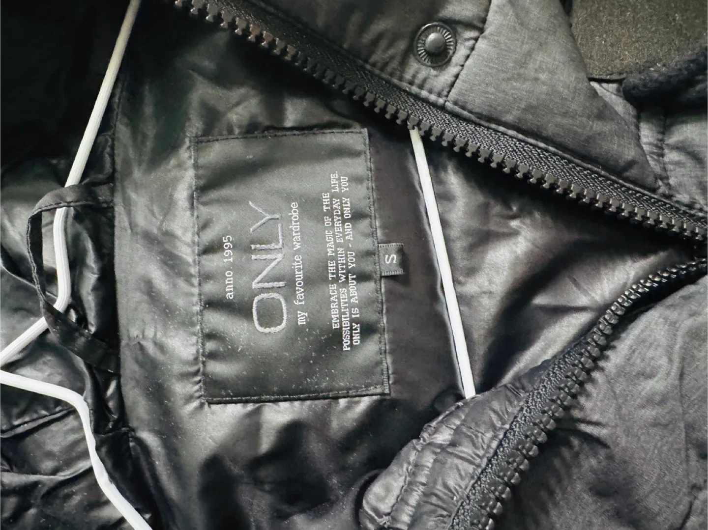 ONLY Black Padded Vest with Faux Fur Hood - Size S image indicator(3)