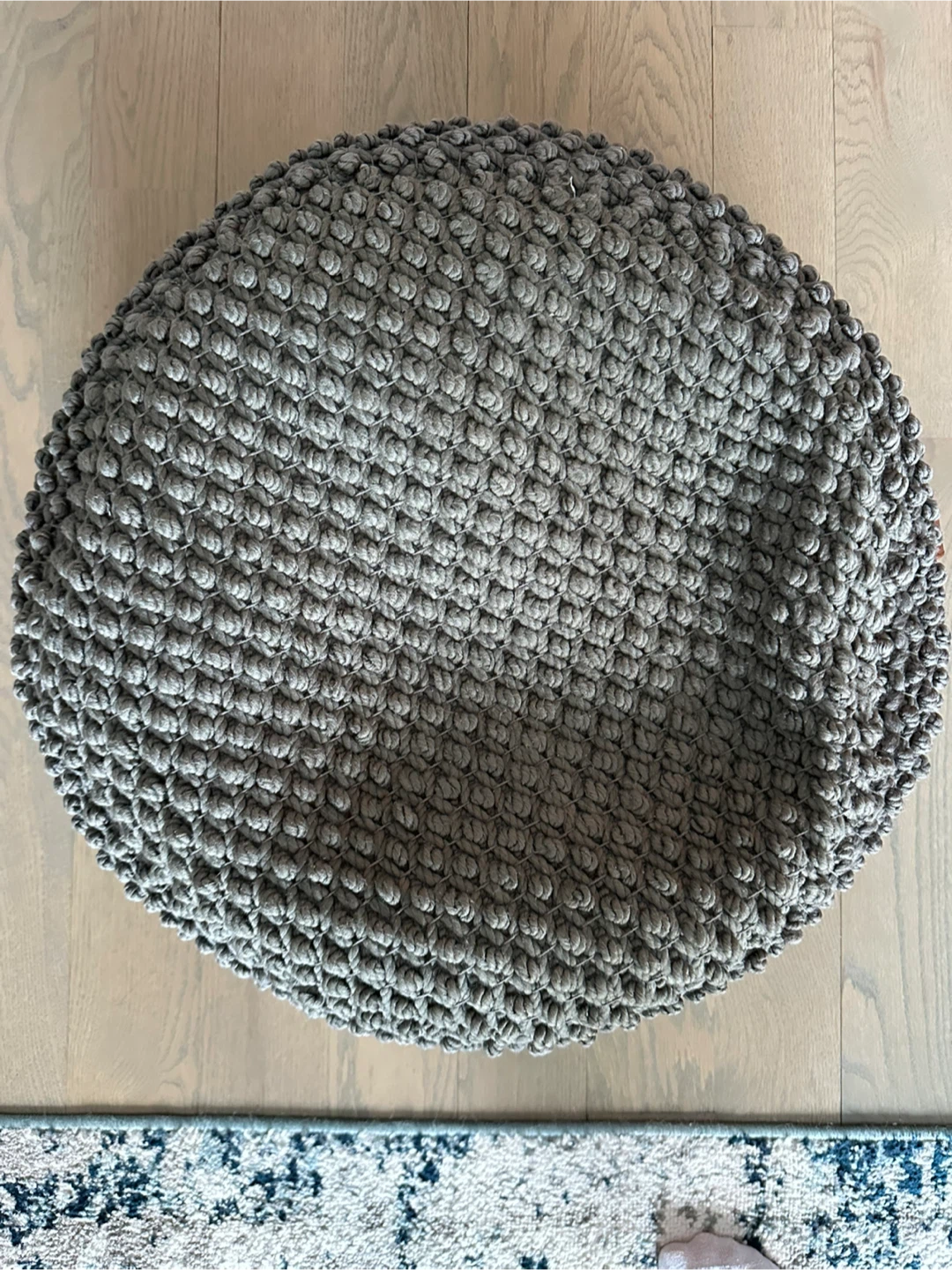 🥕 Gray Knitted Pouf Ottoman - photo 2
