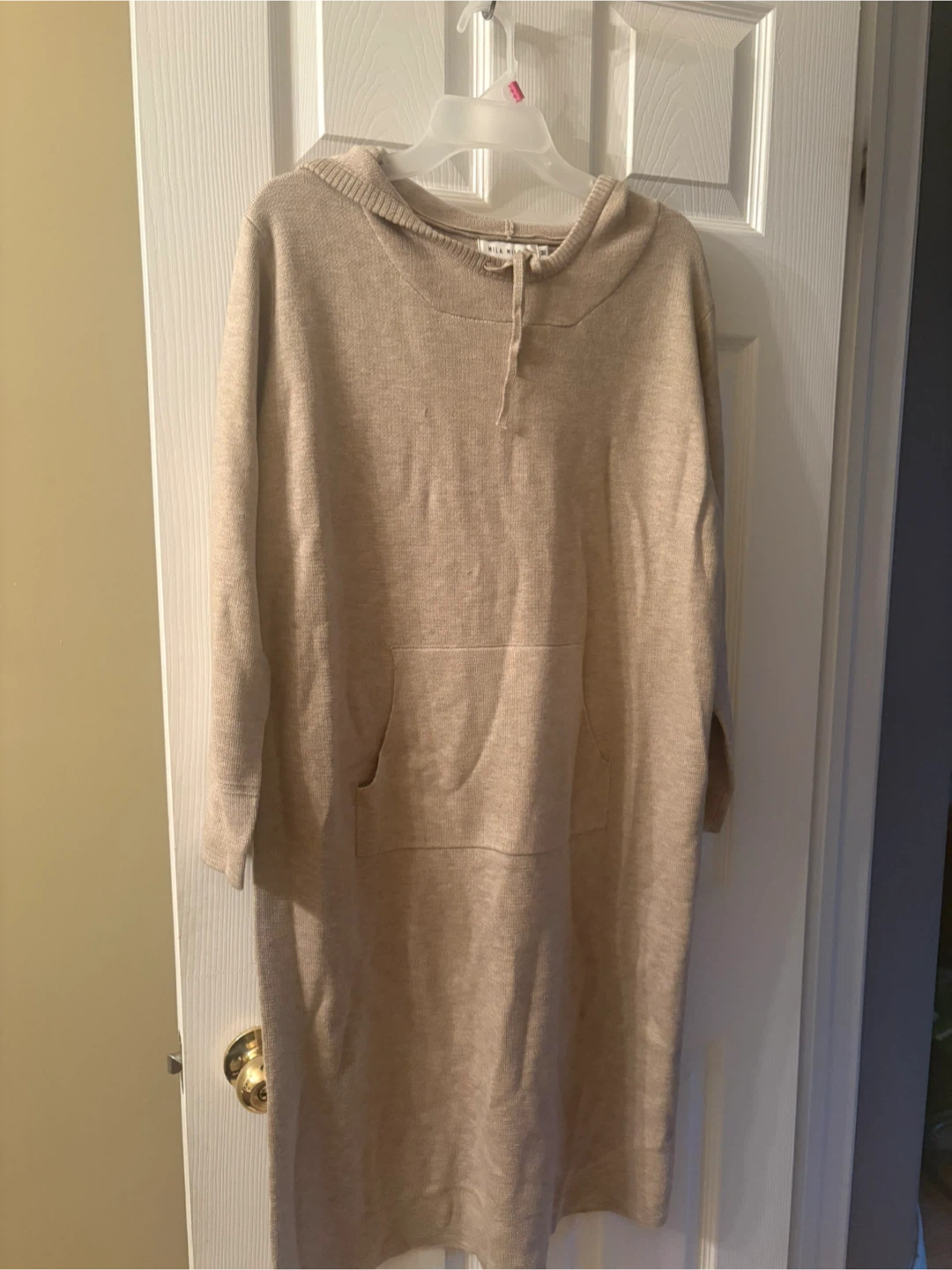Wilfred Free Beige Knit Hoodie Dress