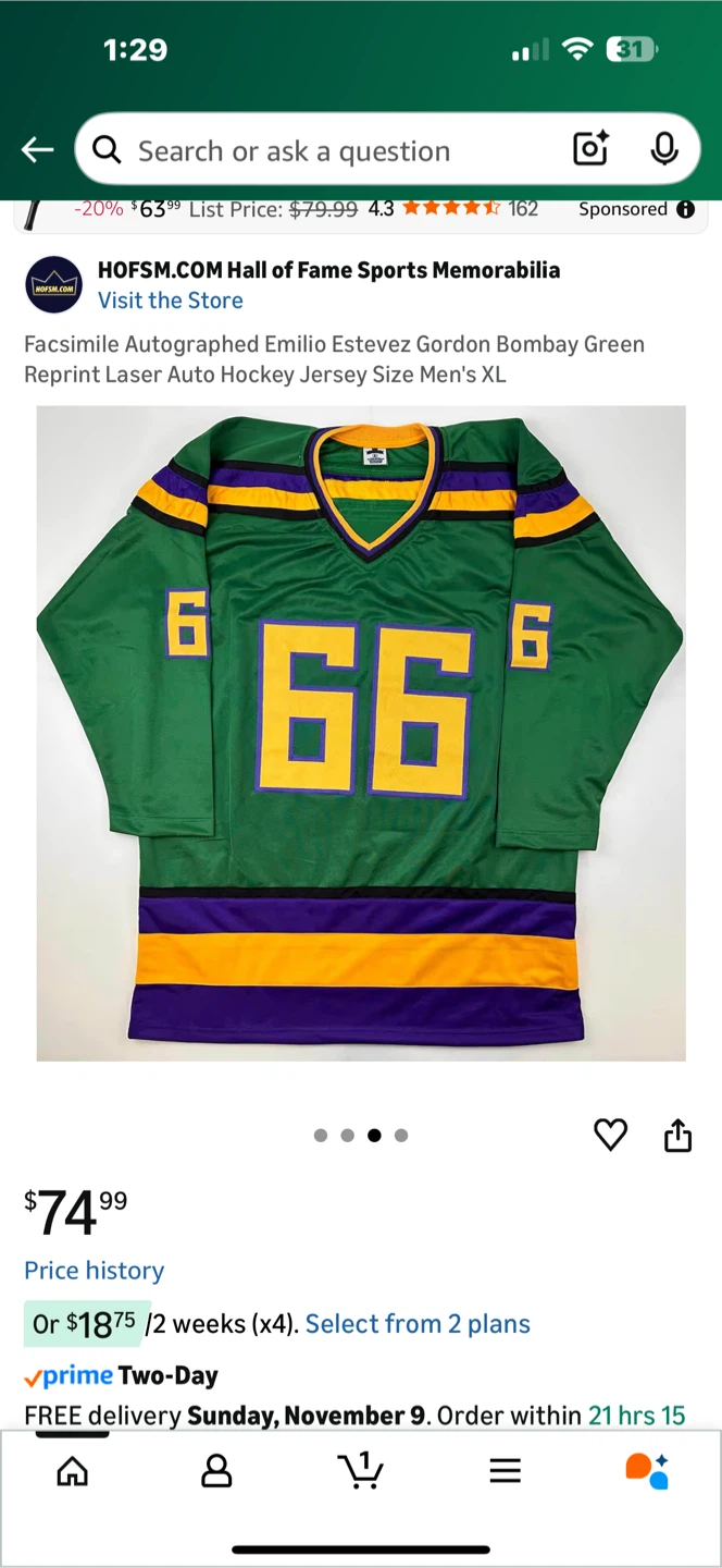 Green Jersey XL Mighty Ducks Bombay - photo 4