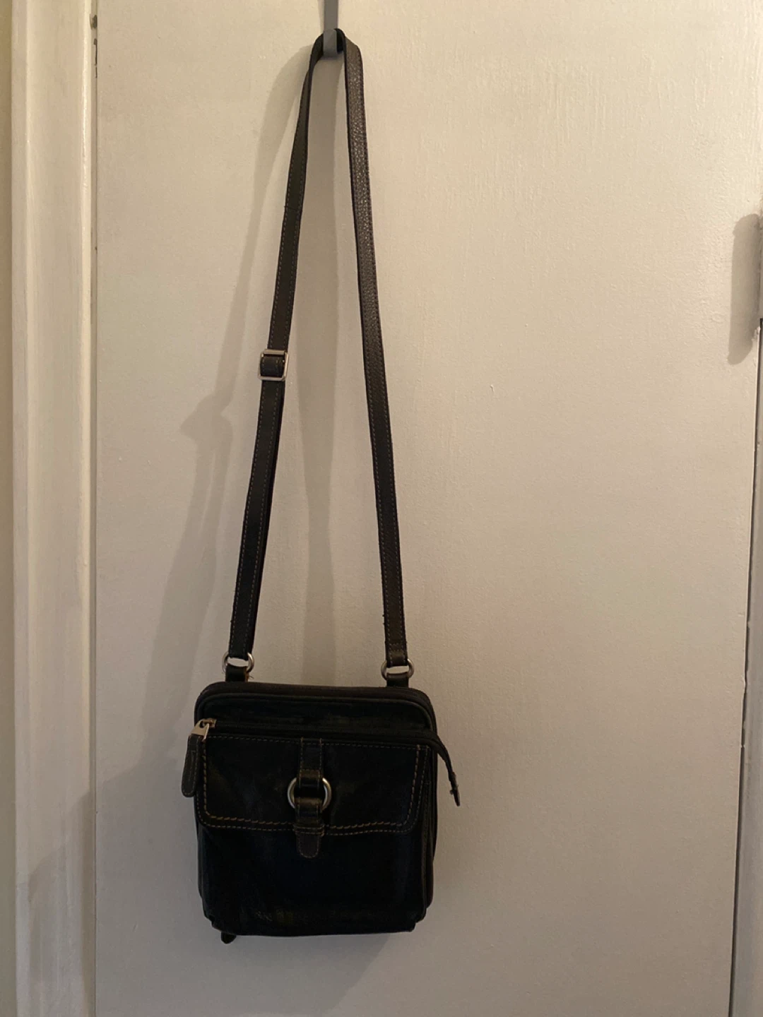 Fossil Black Leather Crossbody Bag