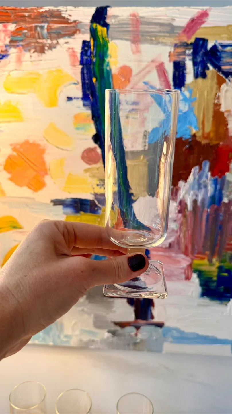 Set of 6 Vintage Clear Stemmed Drinking Glasses image indicator(3)