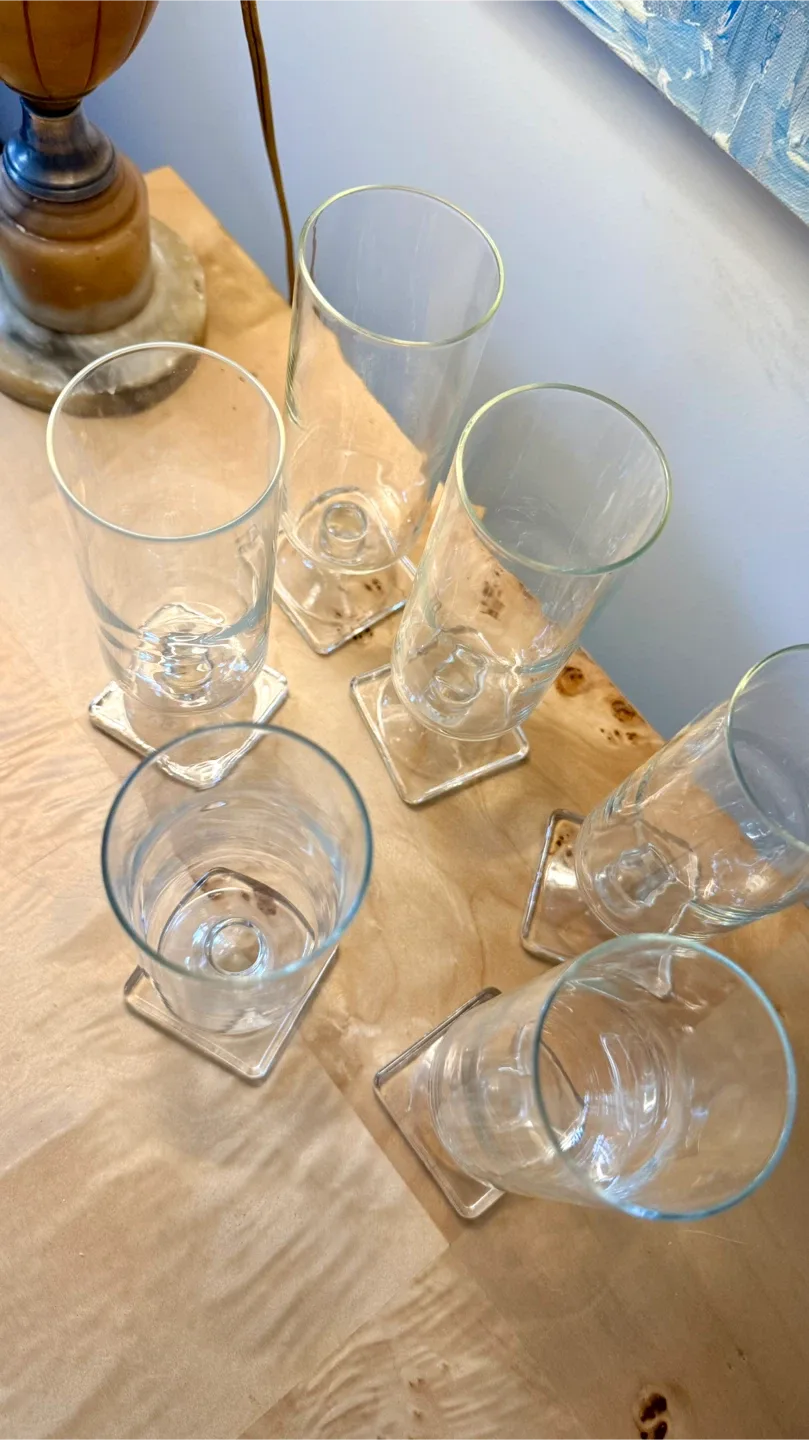 Set of 6 Vintage Clear Stemmed Drinking Glasses image indicator(2)
