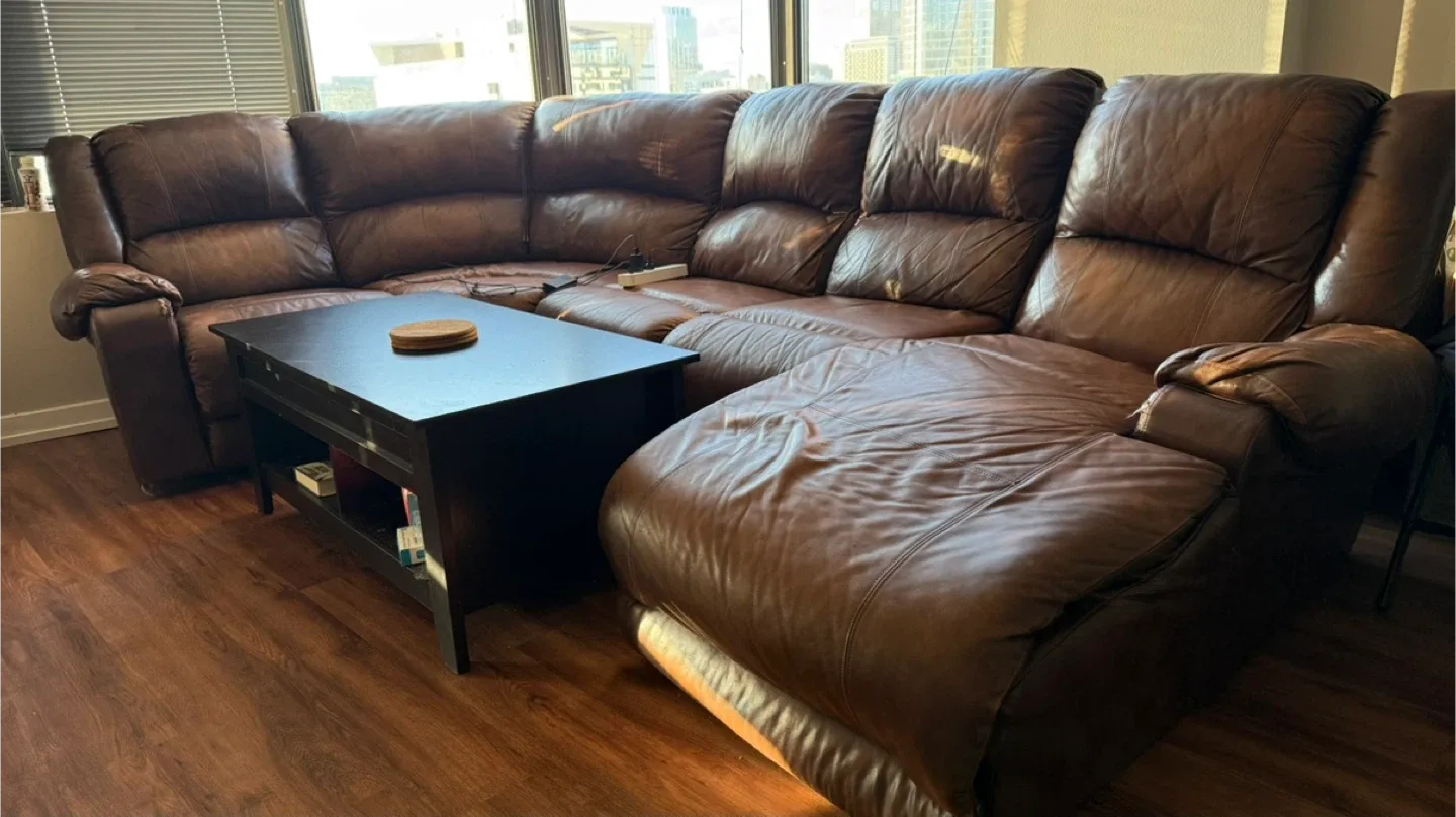 Brown Leather Sectional Sofa image indicator(3)