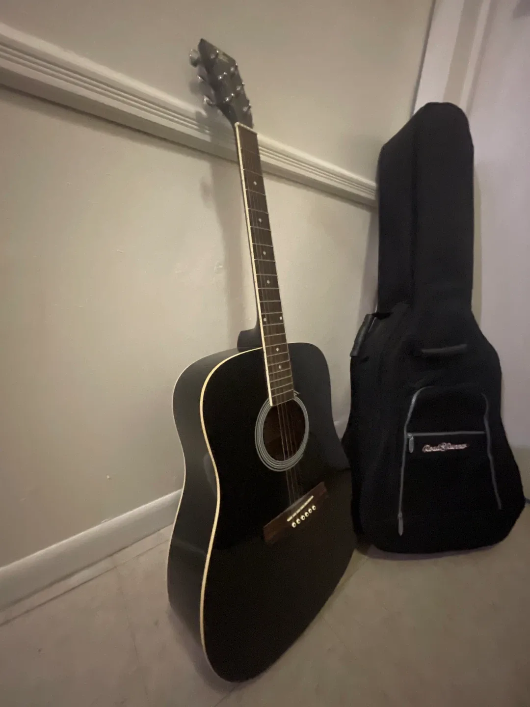 Black Acoustic Guitar with Road Runner Case image indicator(2)