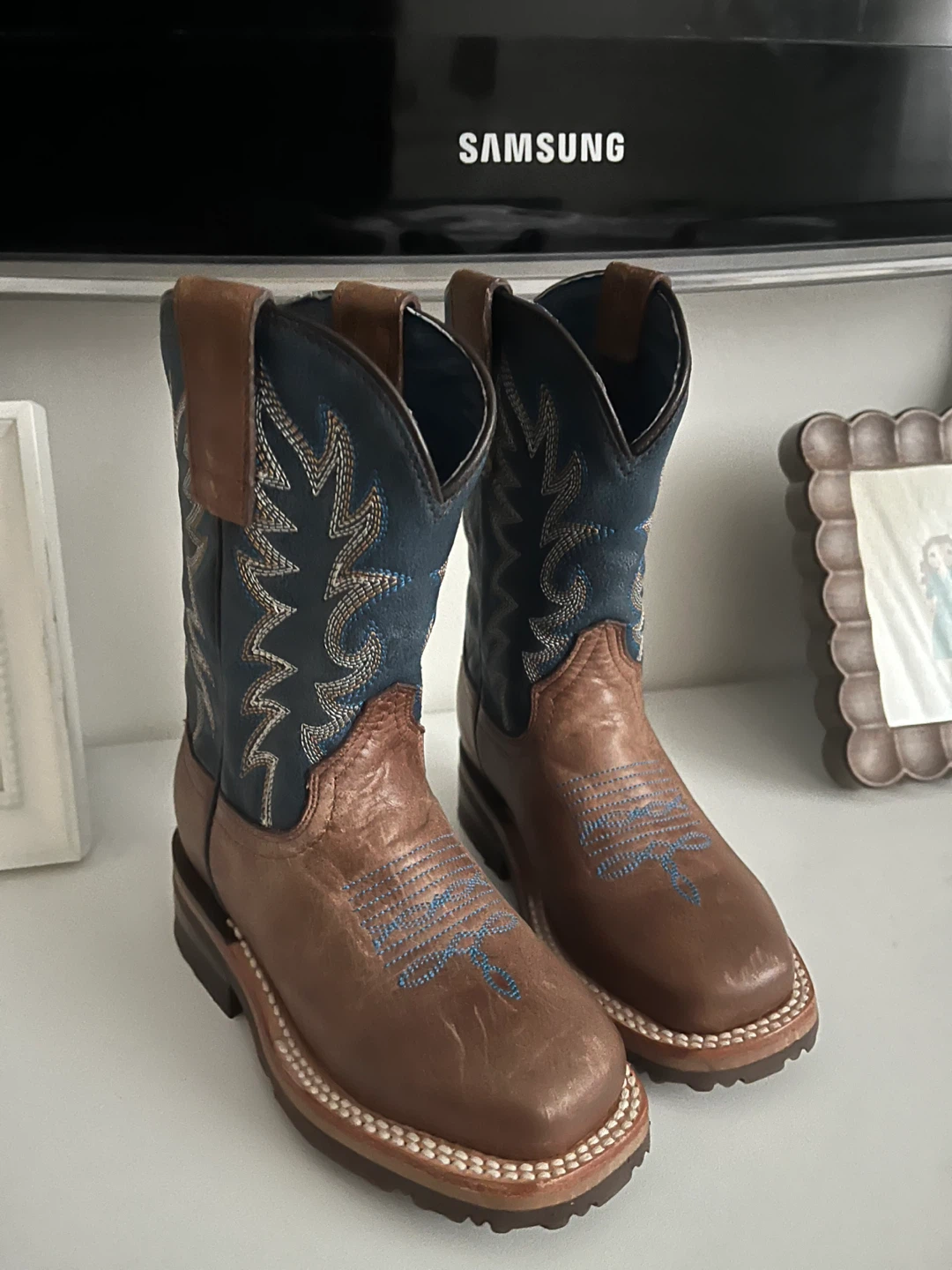 Kids Cowboy Boots - Brown & Blue