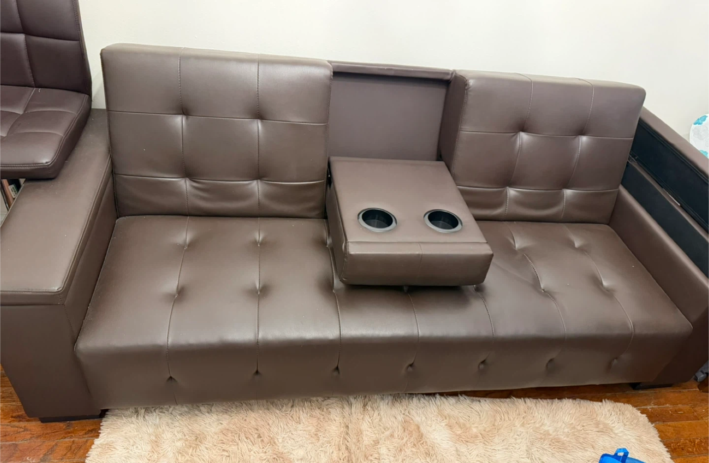 Futon Sofa Bed, Leather Futon Couch (Brown) - photo 2