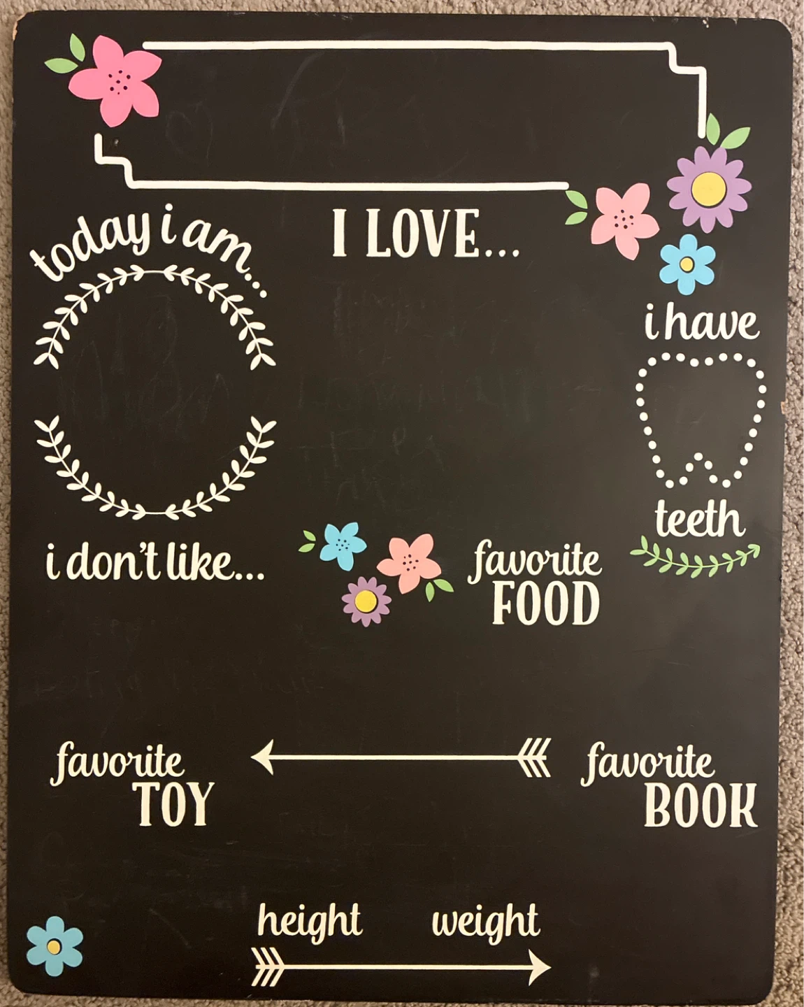 Baby Milestones Chalkboard Monthly Baby Stats