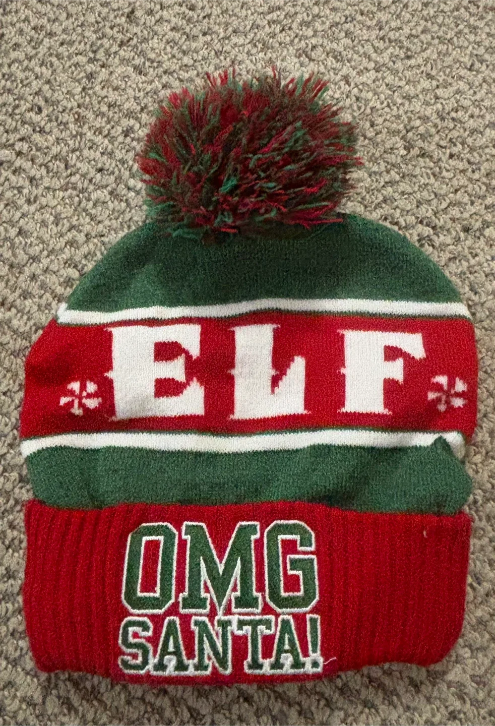 Elf Christmas Beanie Hat (stretchable knit)