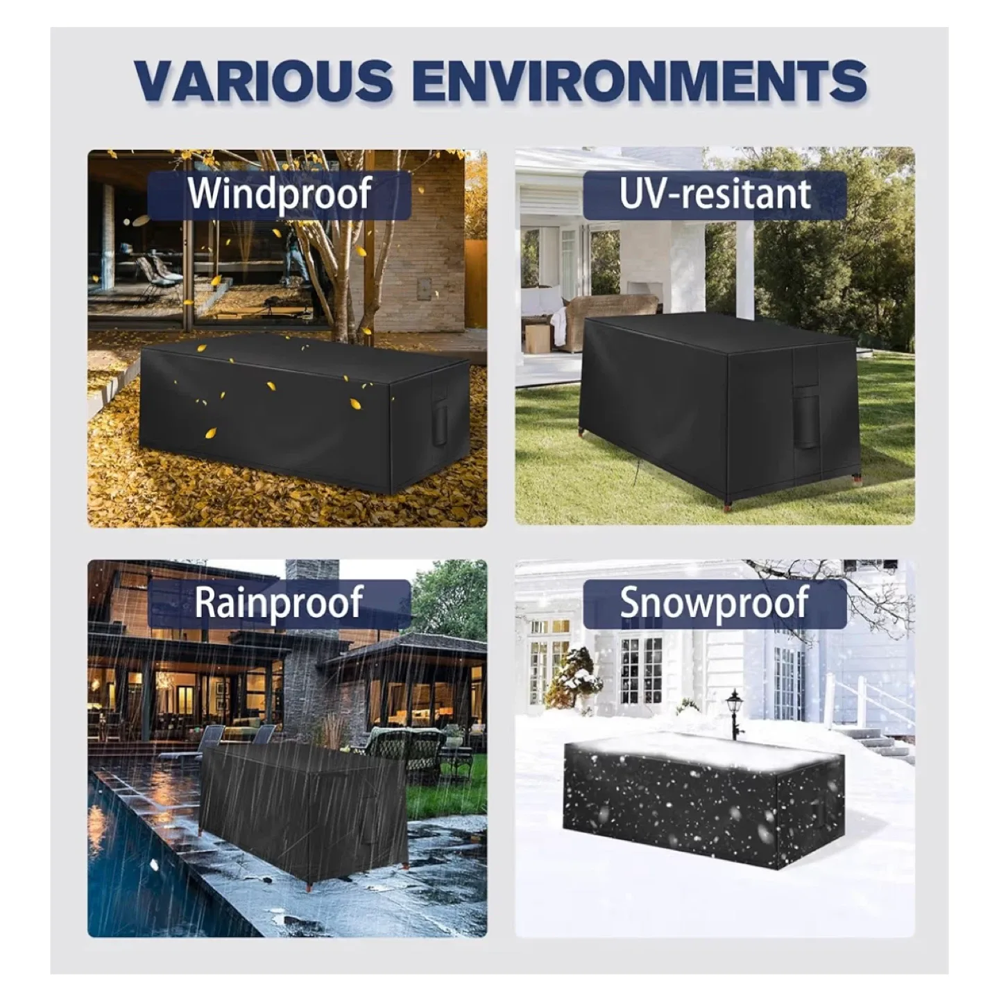 Favoyard Patio Furniture Cover - Black, 108"L image indicator(2)