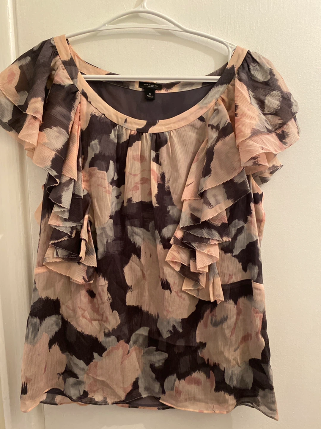 Ann Taylor Floral Ruffle Blouse - Size M