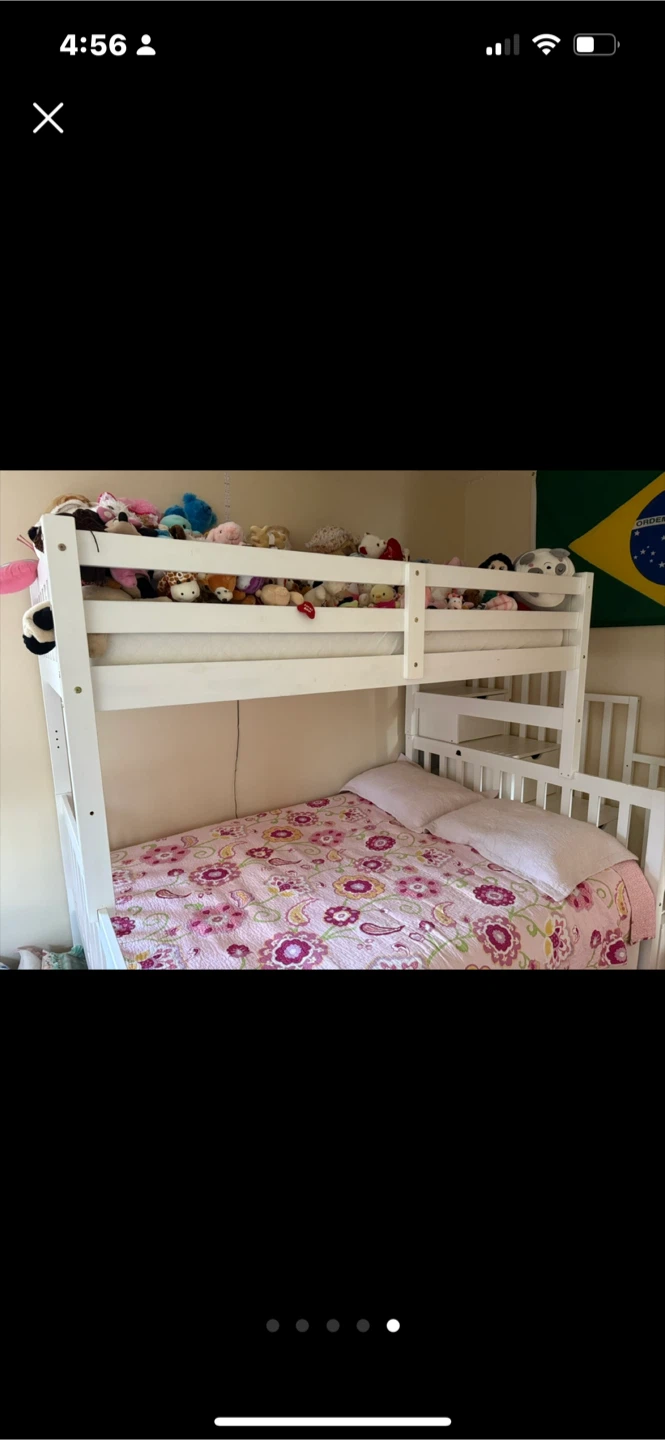 White Wooden Bunk Bed with Stairs - photo 2
