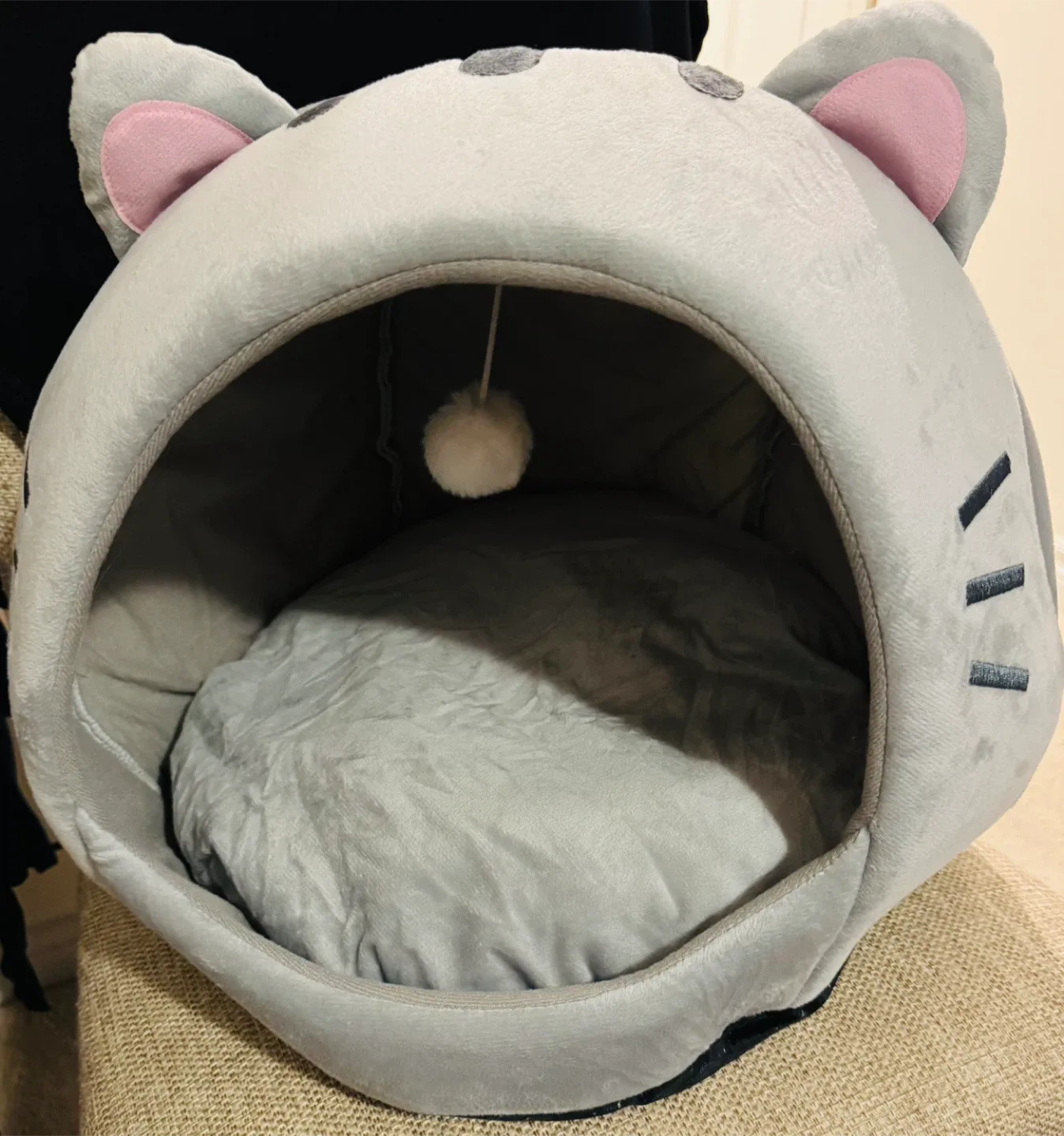 Brand New Grey Cat Cave Bed - Cozy & Cute 🥕 thumbnail