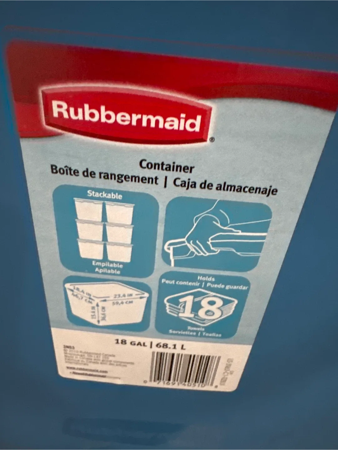 Rubbermaid 18 Gal Blue Storage Container image indicator(2)