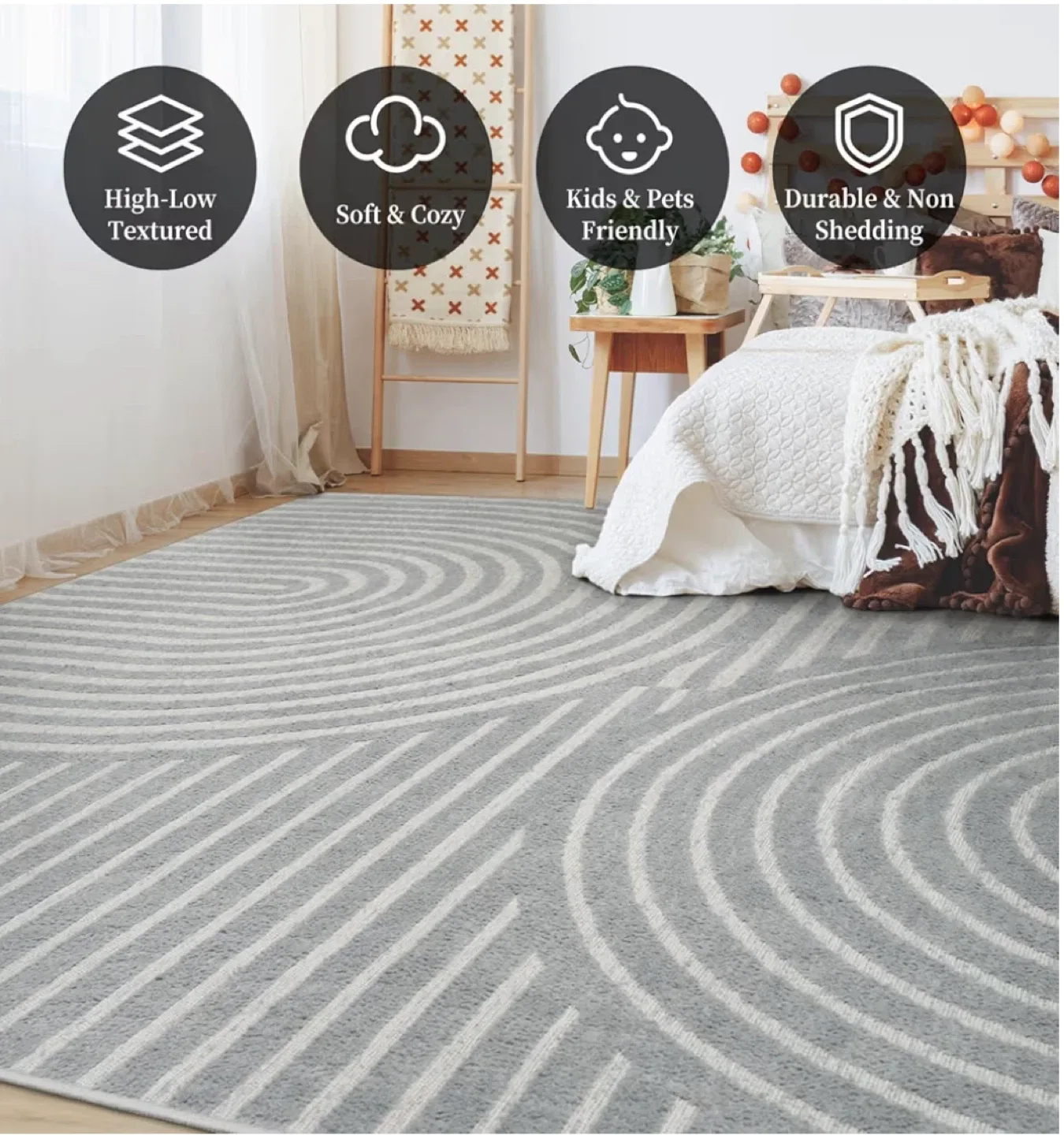 Geometric Patterned Area Rug 6x4 ft- Machine Washable image indicator(2)
