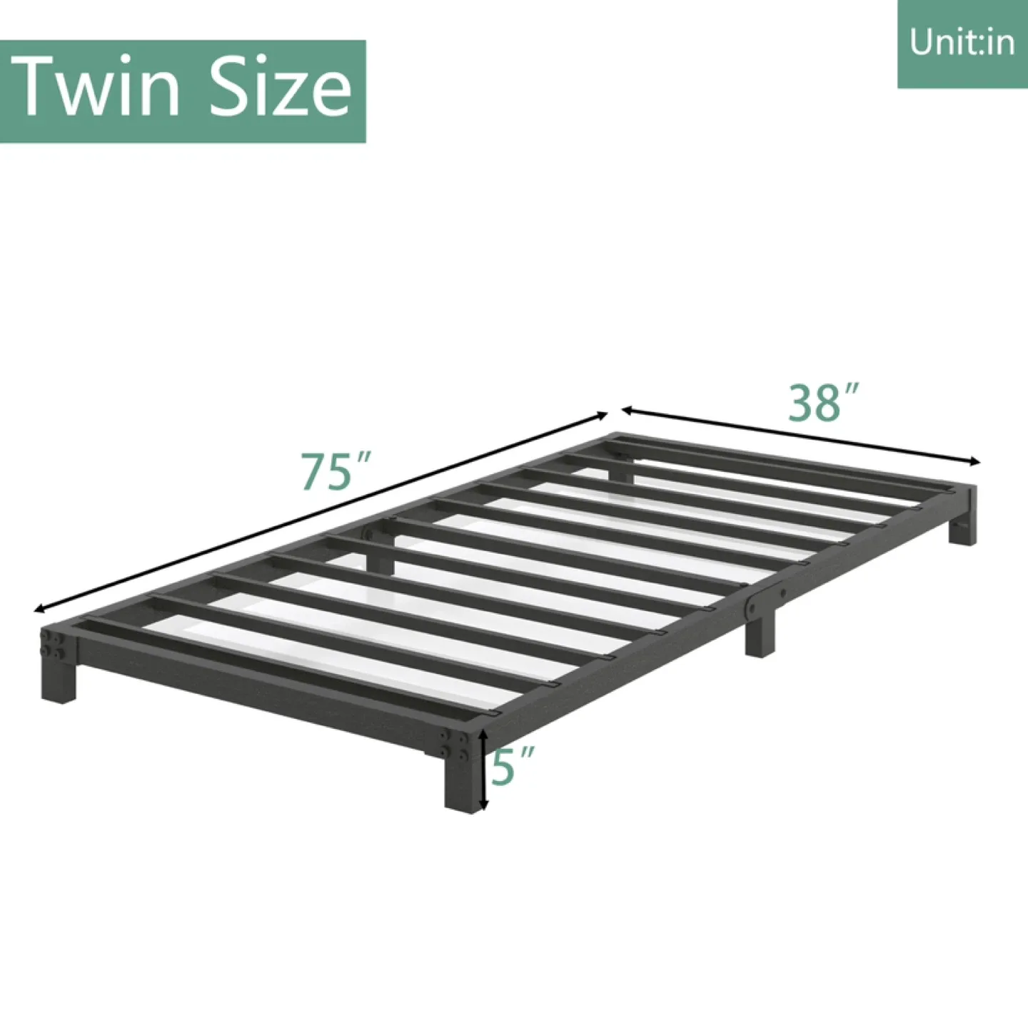 Twin 5 inch Heavy Duty Steel Slat Bed Frame image indicator(2)