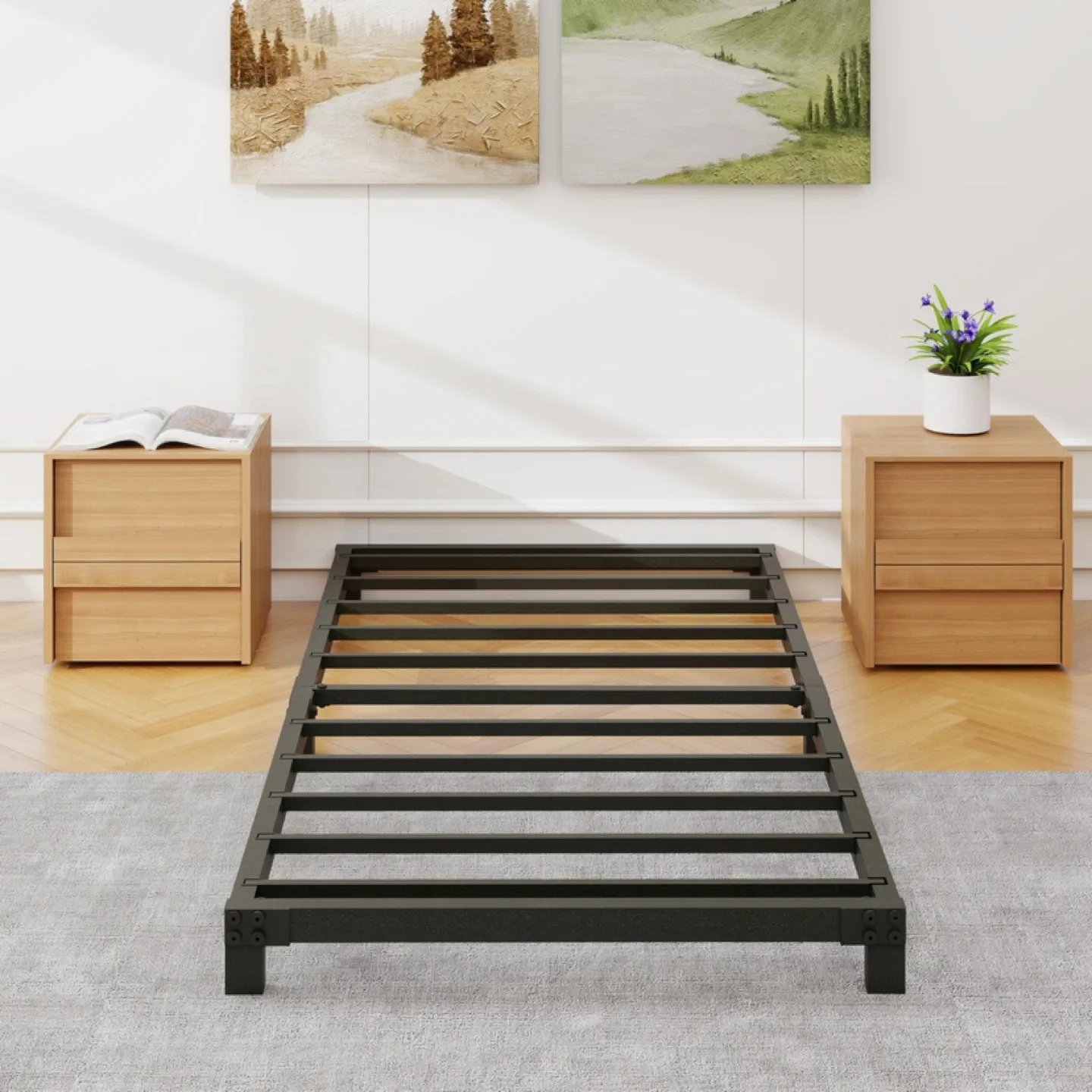 Twin 5 inch Heavy Duty Steel Slat Bed Frame