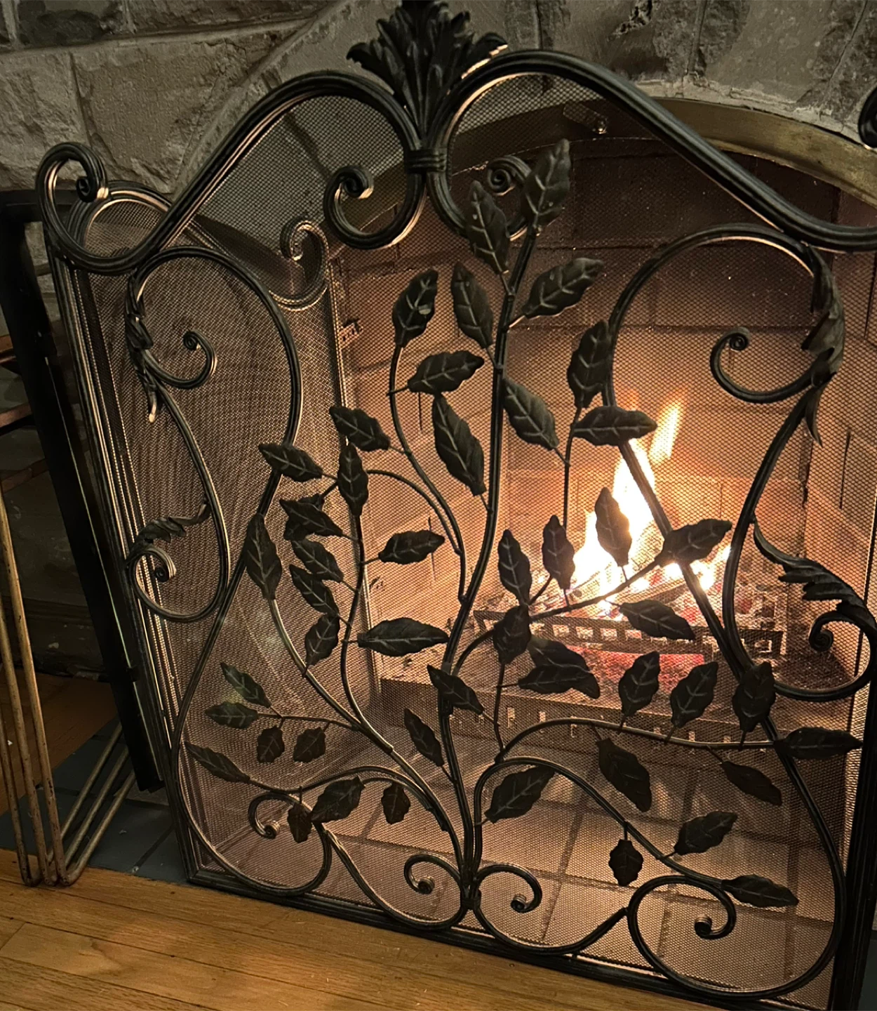 $70  fireplace screen Decorative arched three panel fire