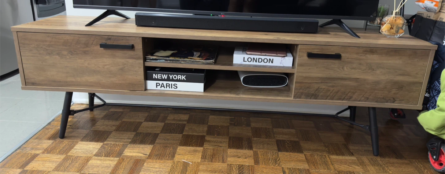 Wood TV Stand with Storage - photo 2