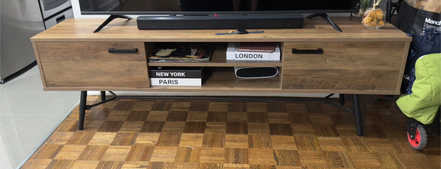 Wood TV Stand with Storage - photo 3