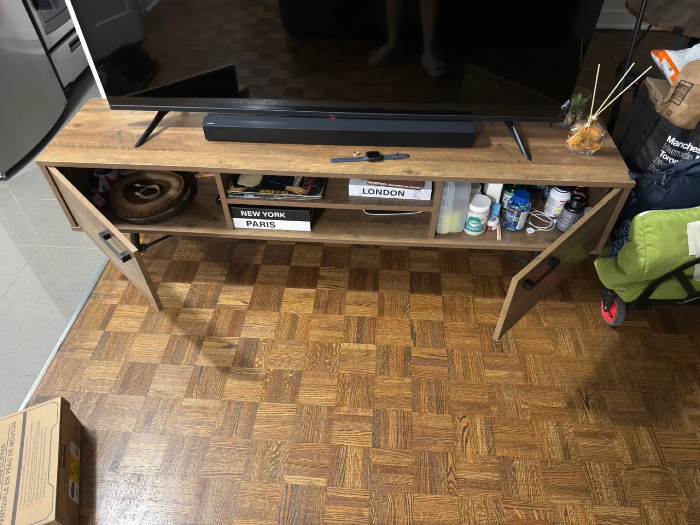 Wood TV Stand with Storage