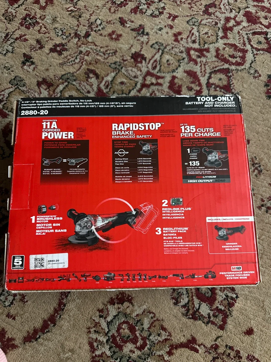 Milwaukee M18 FUEL 4-1/2" Braking Grinder 2880-20 image indicator(2)