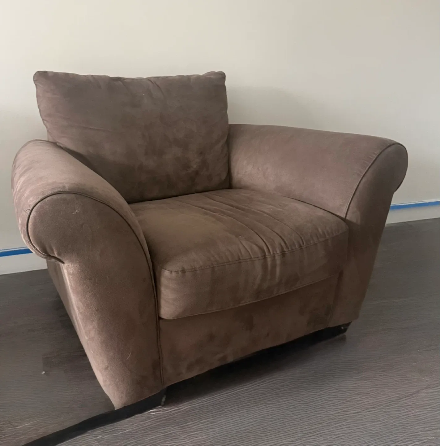 Two Suede Spacious Armchairs