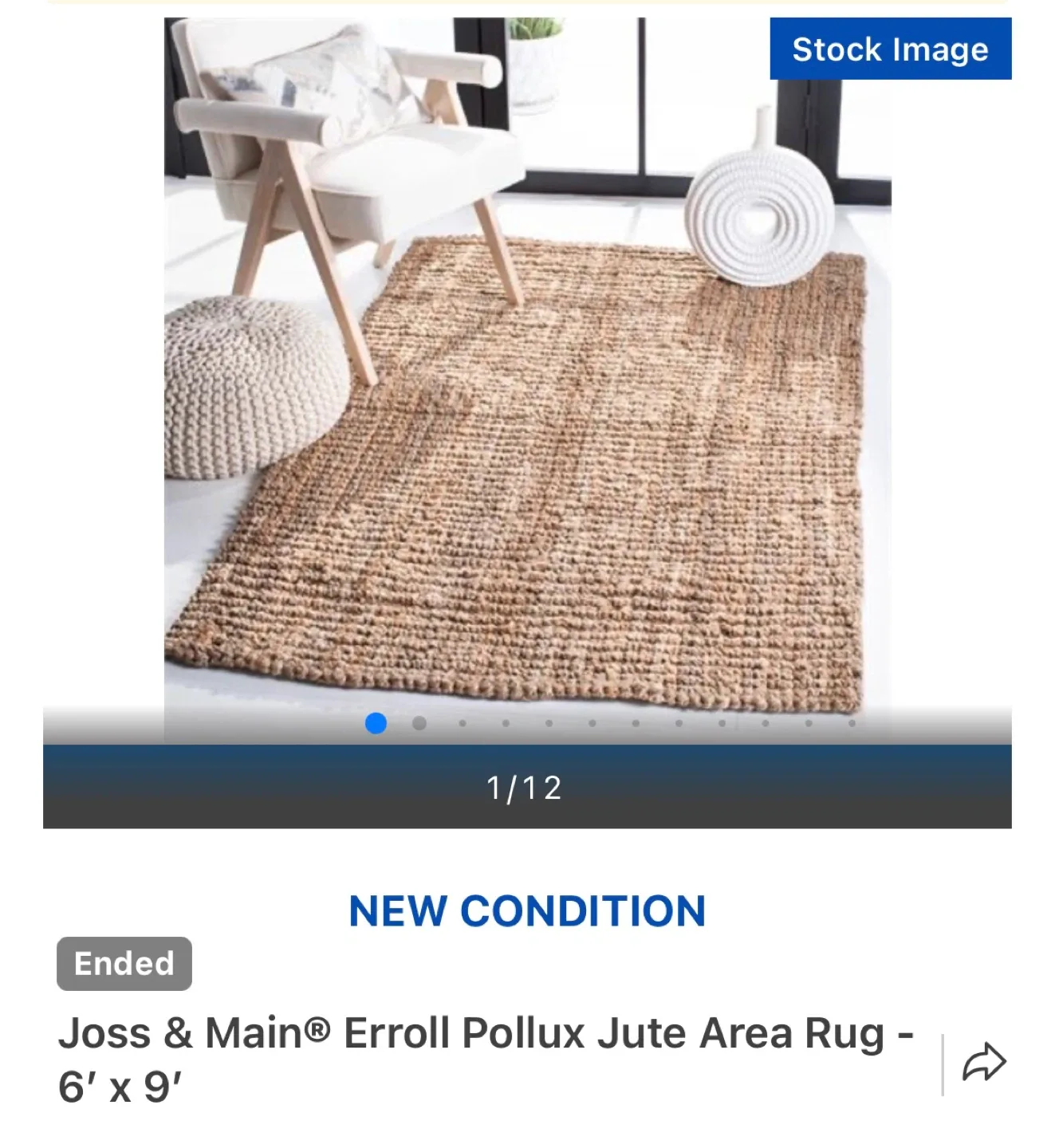 Joss & Main Brown Erroll Pollux Jute Area Rug - 6' x 9' thumbnail