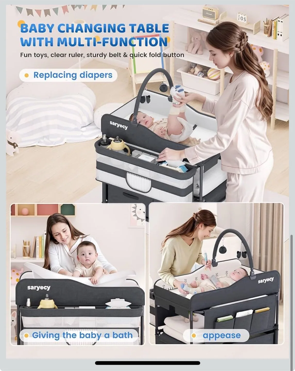 Saryeocy Dark Gray Baby Changing Table image indicator(7)