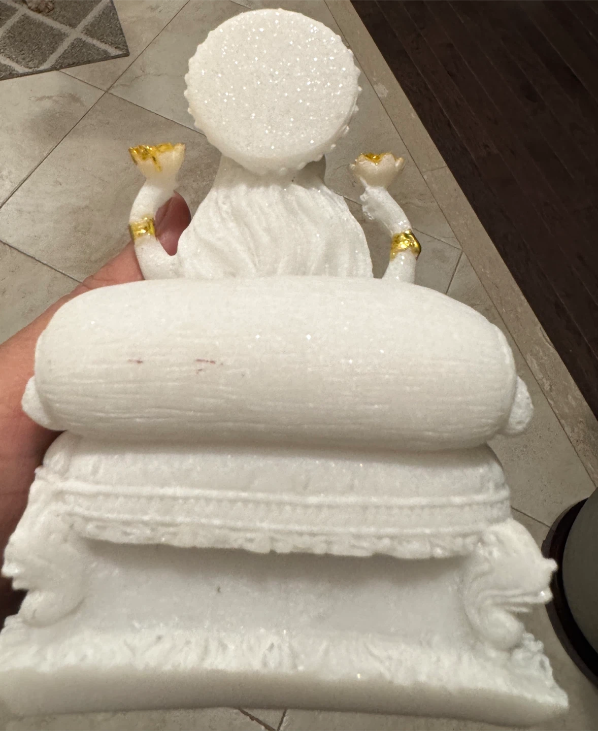 Lakshmi Statue (marble) - White & Gold Accent Decor - photo 2