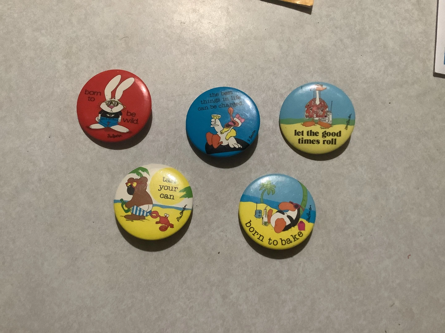 Vintage Jim Benton Character Pins - Set of 5