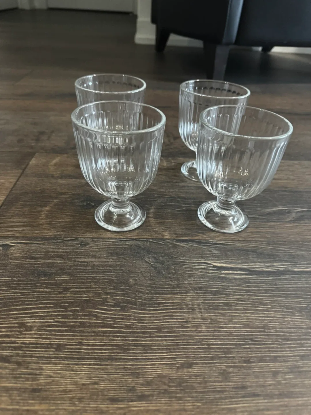 Set of 4 Ribbed Glass Dessert Cups
