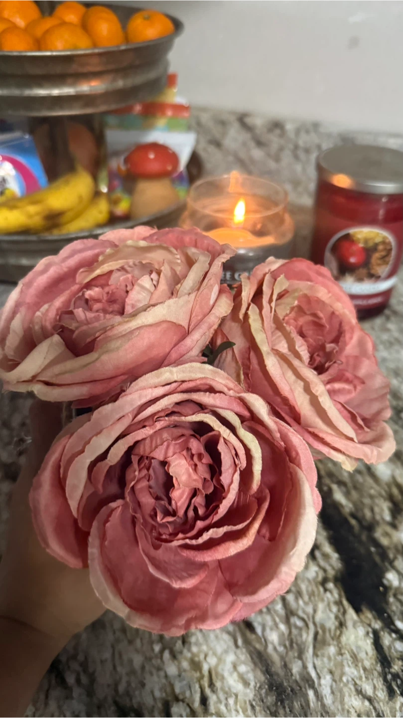 Artificial Pink Roses in Metal Pot check more pictures - photo 2