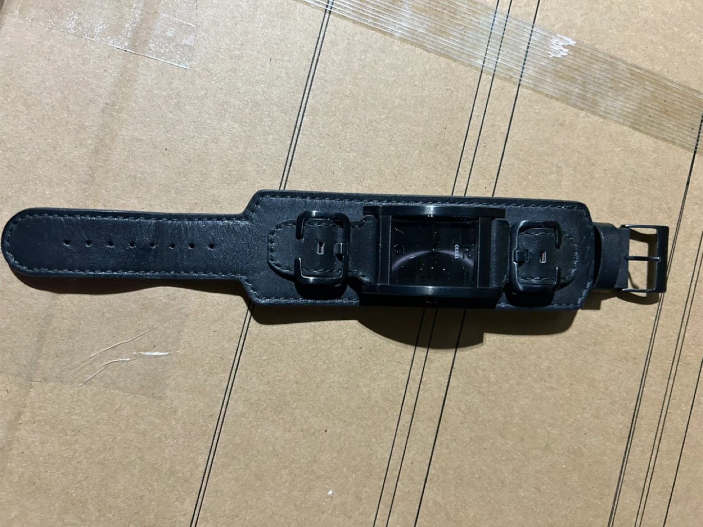 Guess Black Leather Cuff Watch