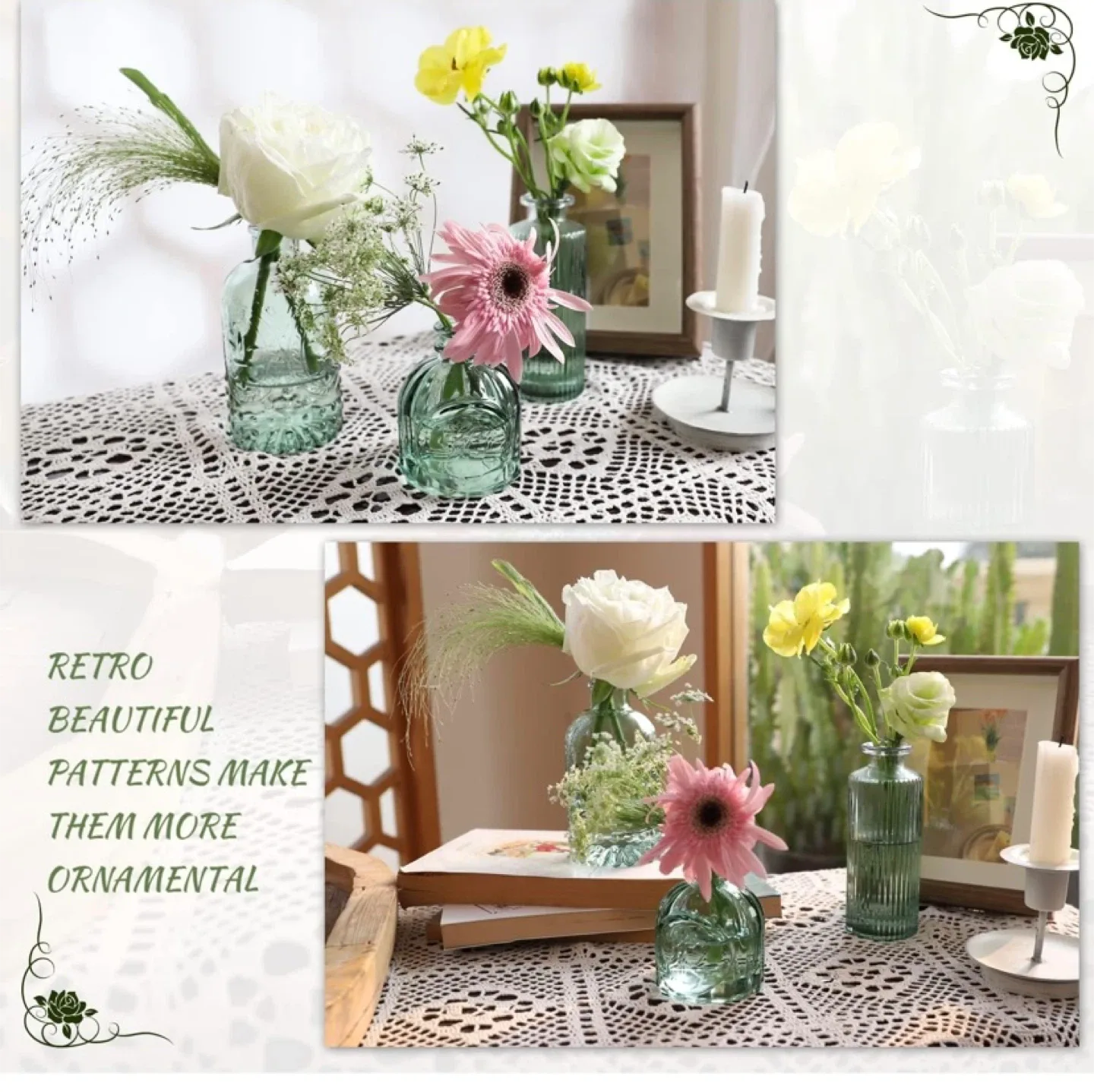 New Green Glass Bud Vase Set of 22 image indicator(3)