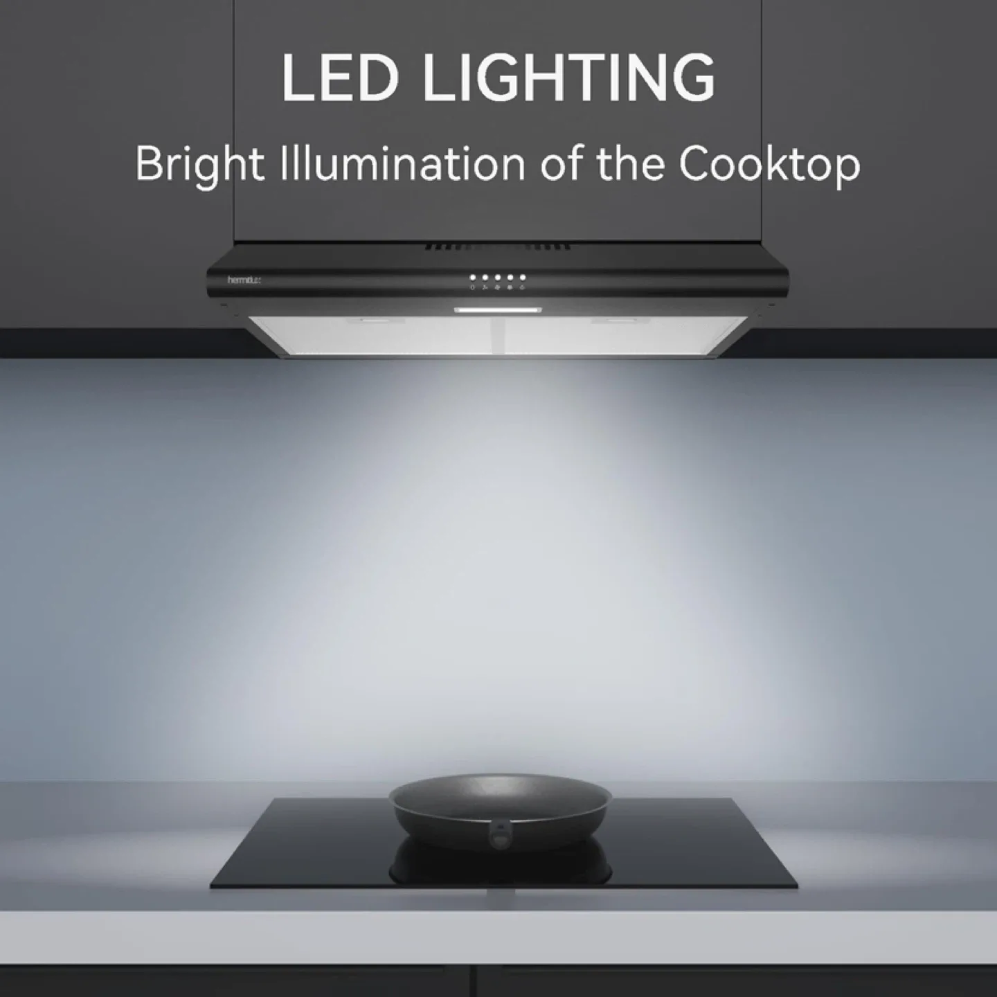 Hermitlux Under Cabinet Range Hood, with 3 Speed Exhaust Fan image indicator(3)