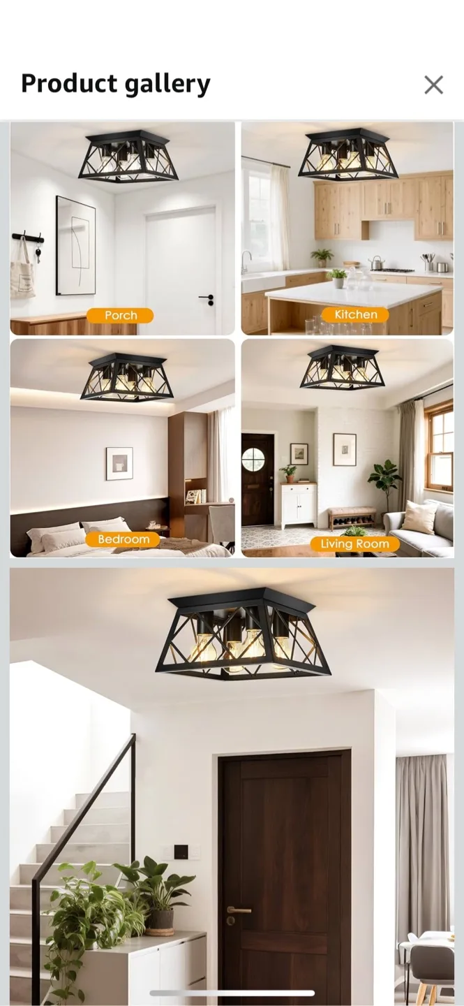 New Maichixin Black Farmhouse Flush Mount Ceiling Light image indicator(3)