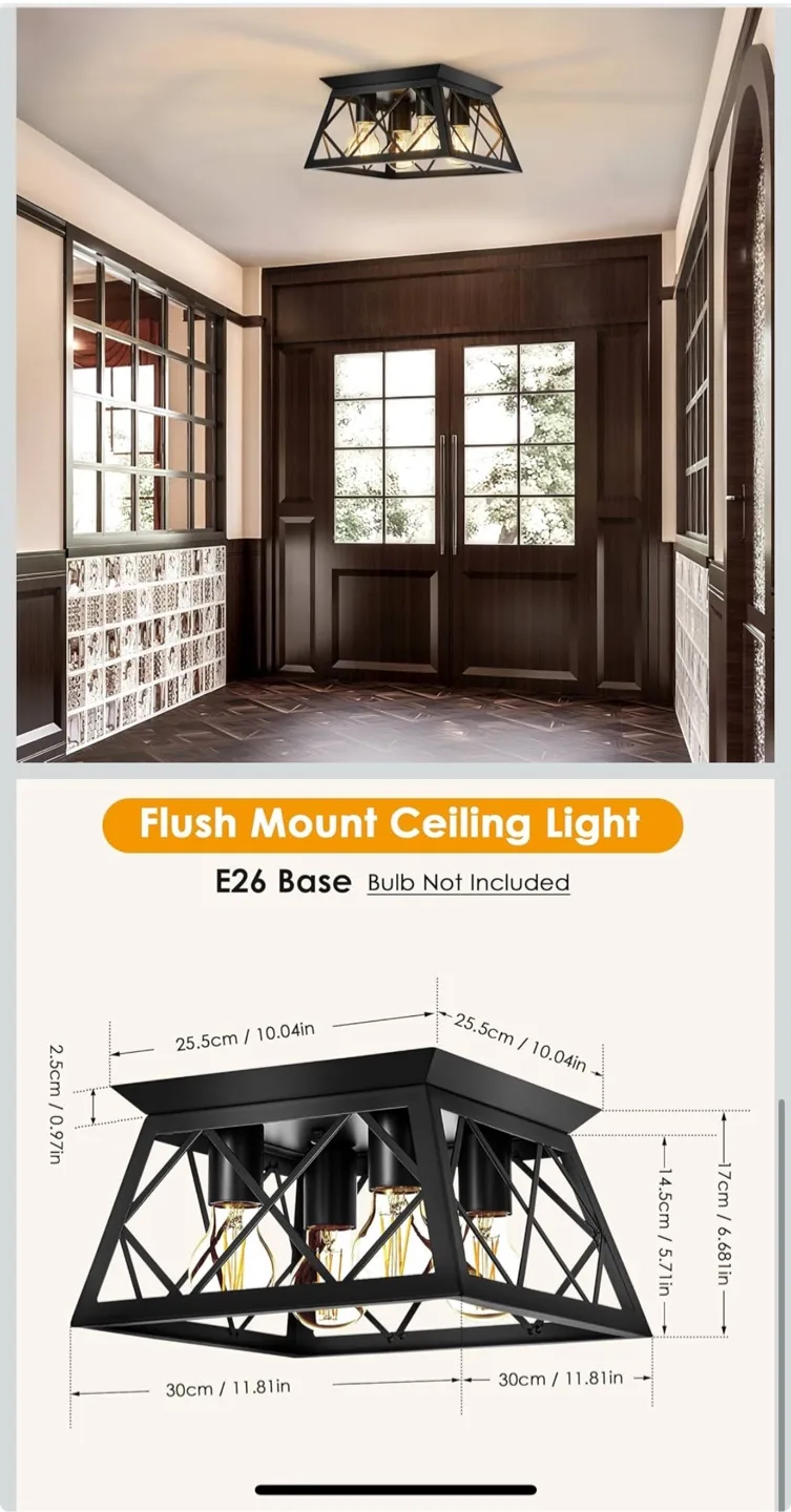 New Maichixin Black Farmhouse Flush Mount Ceiling Light image indicator(4)