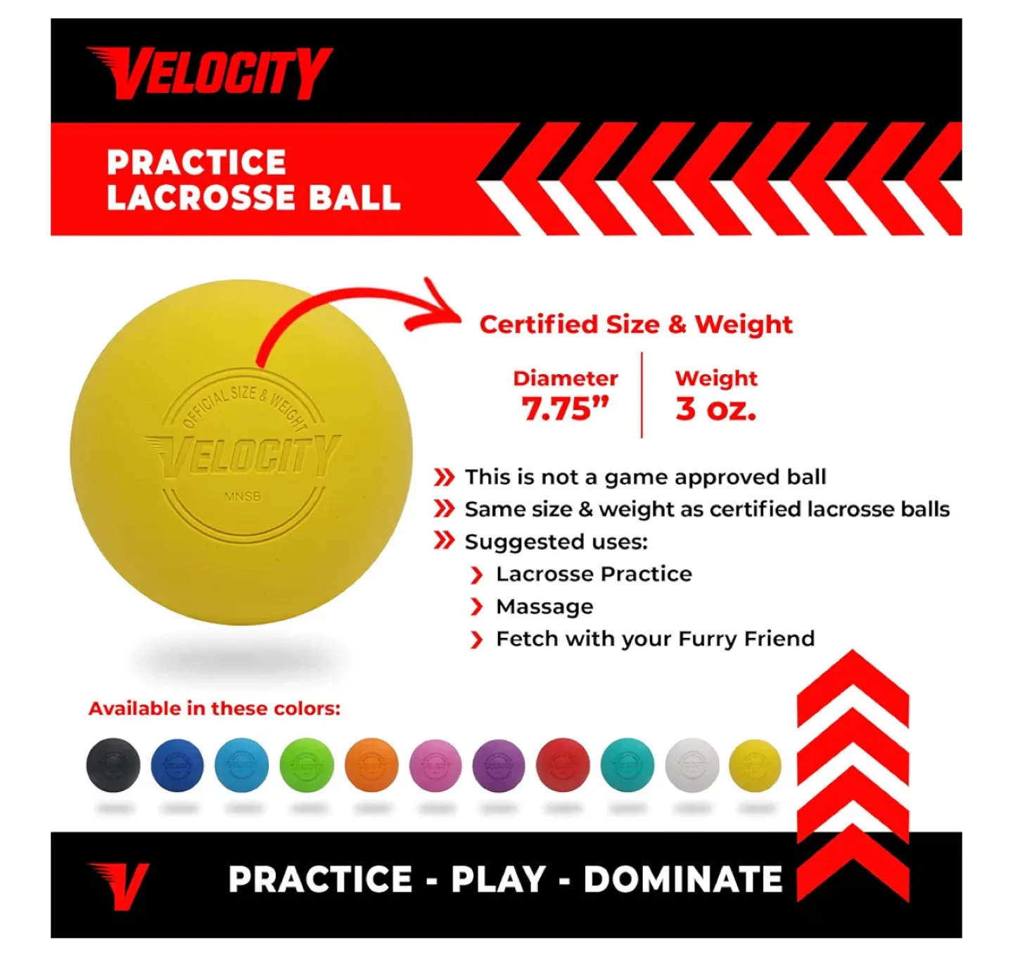Velocity Lacrosse Balls - Yellow, 24 Pack image indicator(3)