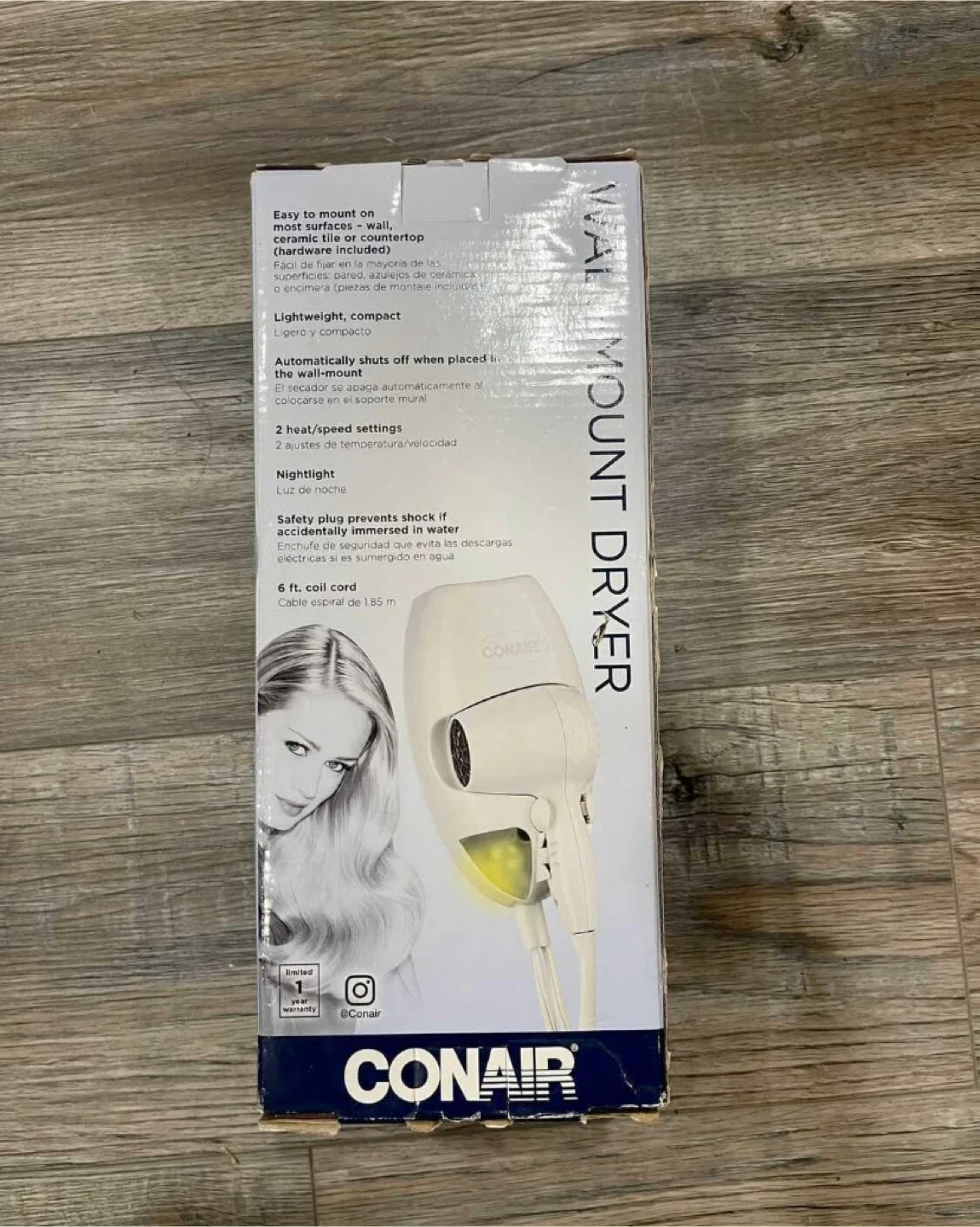 Conair Wall-Mount 1600 Watt Hair Dryer - New in Box image indicator(3)