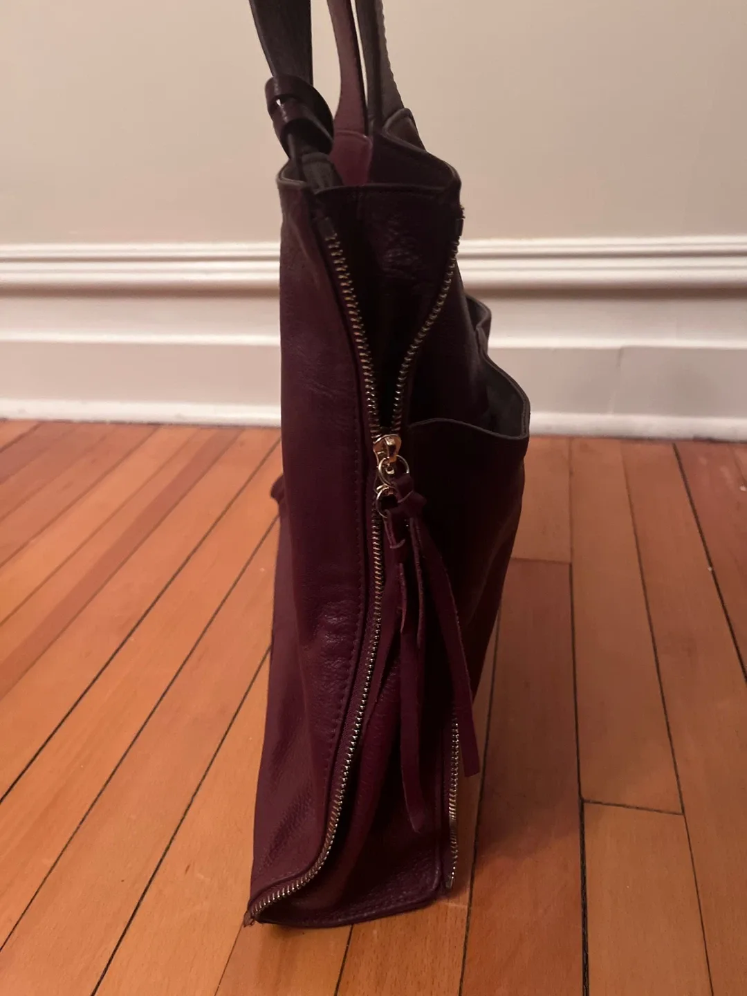 Vince Camuto Burgundy Leather Tote Bag image indicator(4)