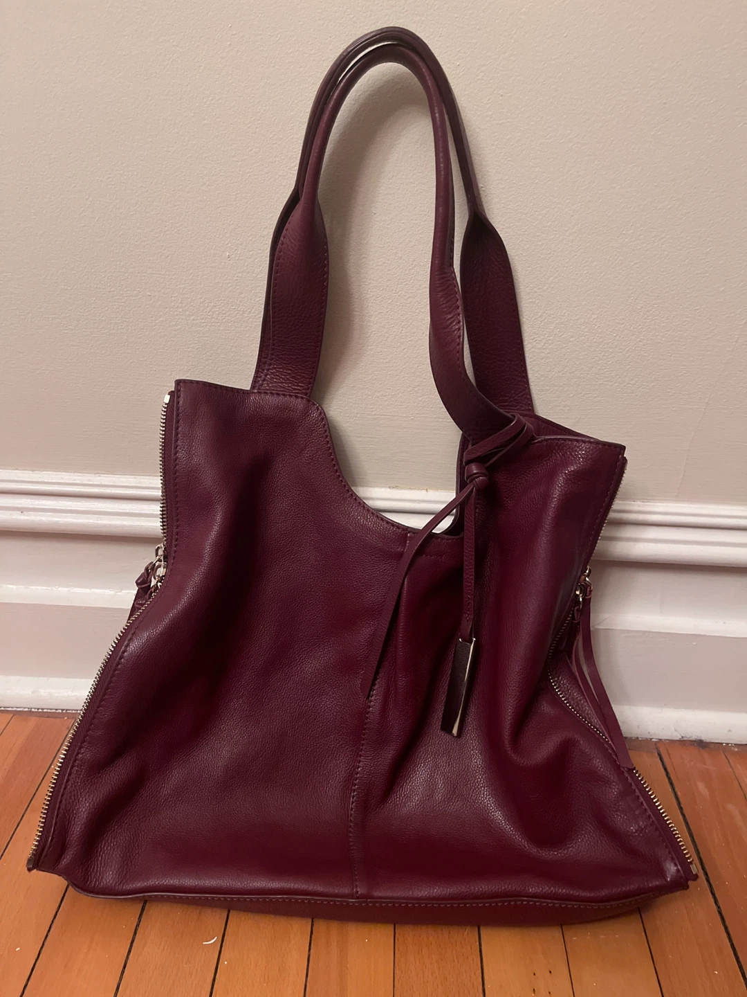 Vince Camuto Burgundy Leather Tote Bag