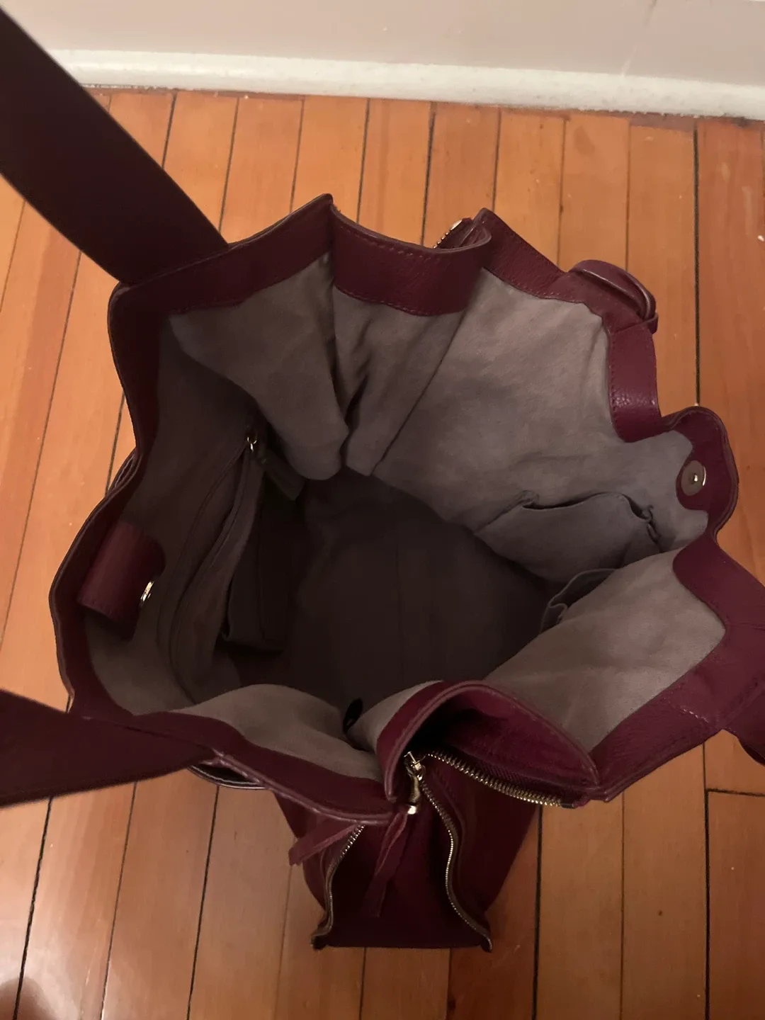 Vince Camuto Burgundy Leather Tote Bag image indicator(6)