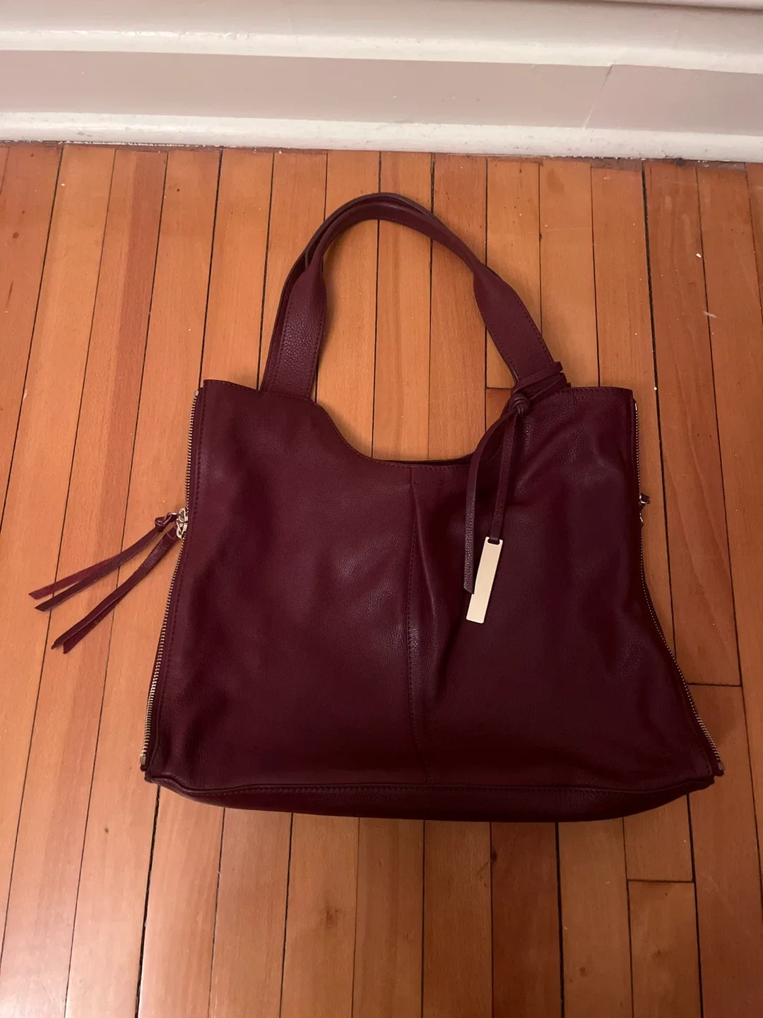 Vince Camuto Burgundy Leather Tote Bag image indicator(2)