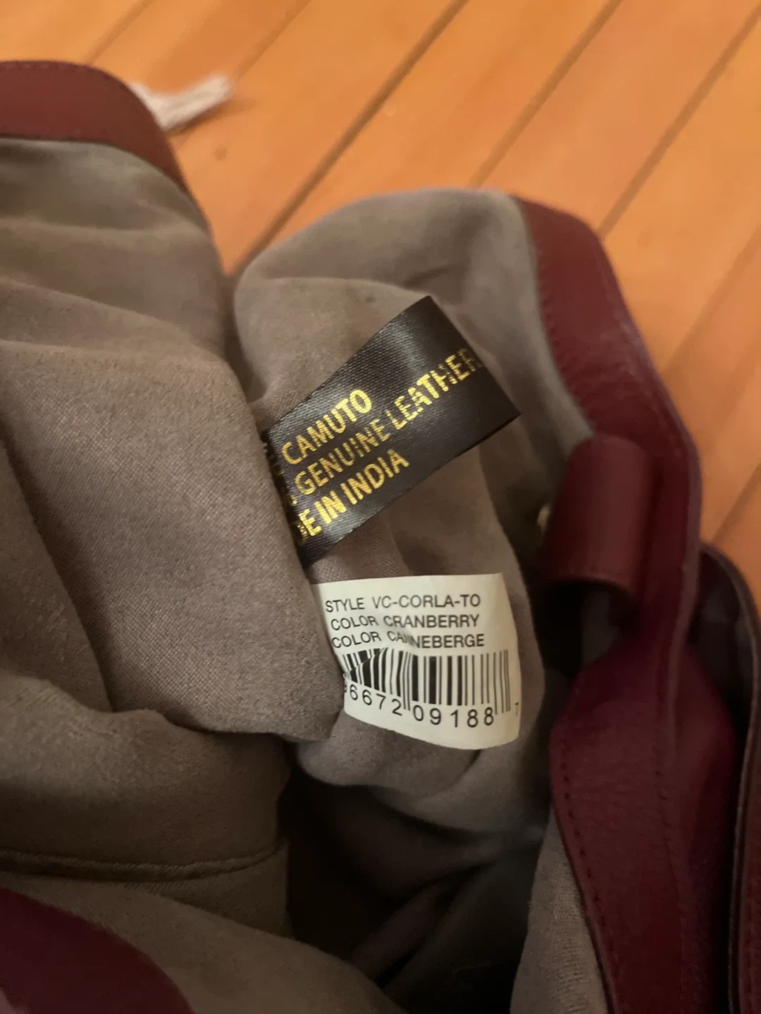 Vince Camuto Burgundy Leather Tote Bag image indicator(8)